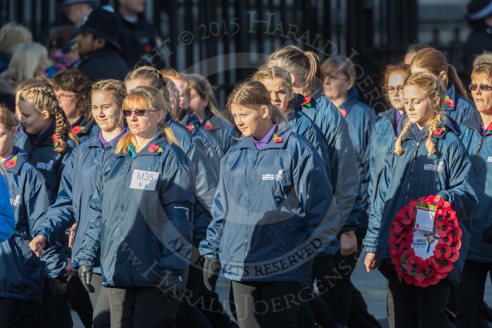 March Past, Remembrance Sunday at the Cenotaph 2016: M35 Girls Brigade England & Wales.
Cenotaph, Whitehall, London SW1,
London,
Greater London,
United Kingdom,
on 13 November 2016 at 13:18, image #2868