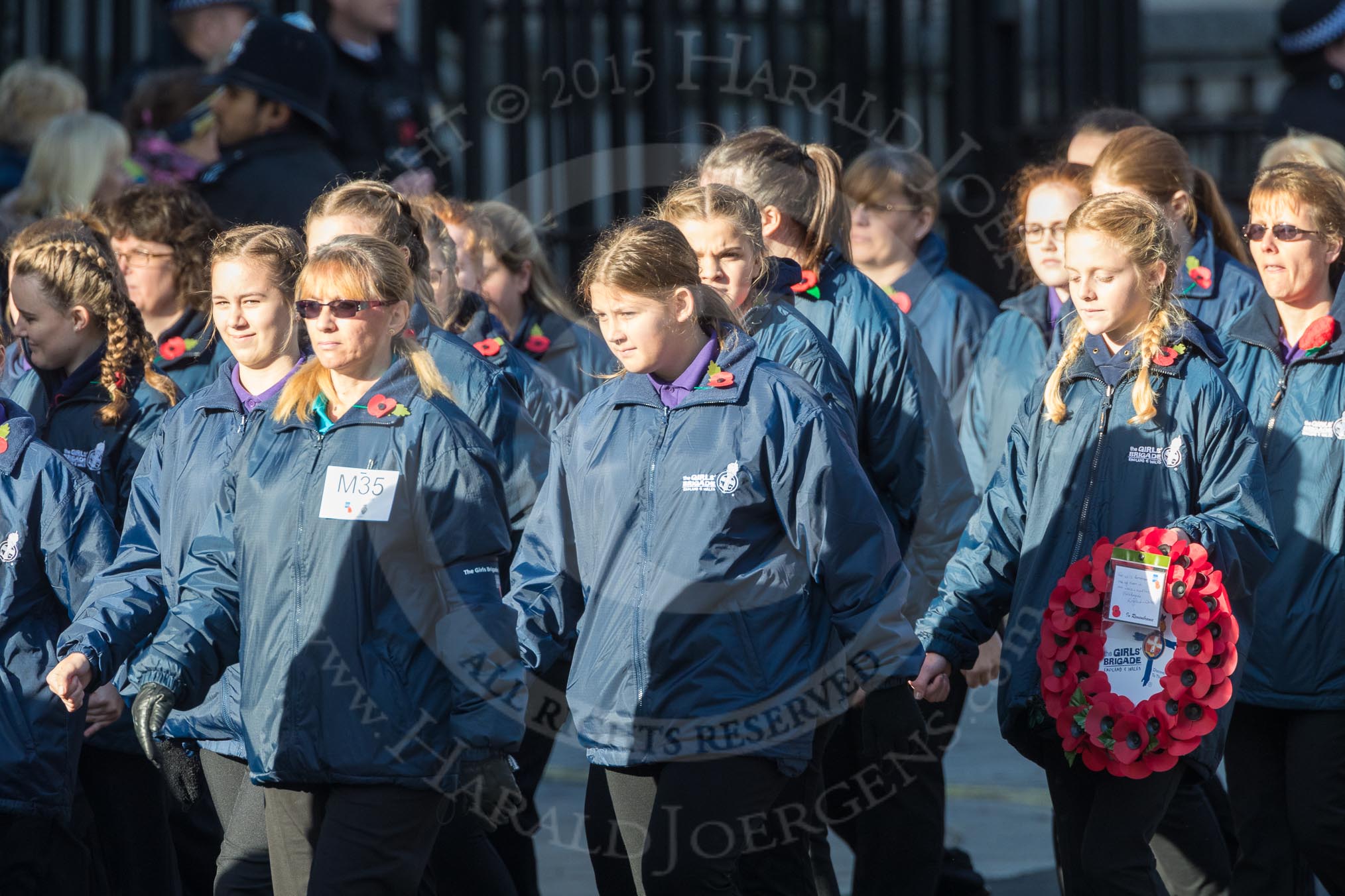 March Past, Remembrance Sunday at the Cenotaph 2016: M35 Girls Brigade England & Wales.
Cenotaph, Whitehall, London SW1,
London,
Greater London,
United Kingdom,
on 13 November 2016 at 13:18, image #2869