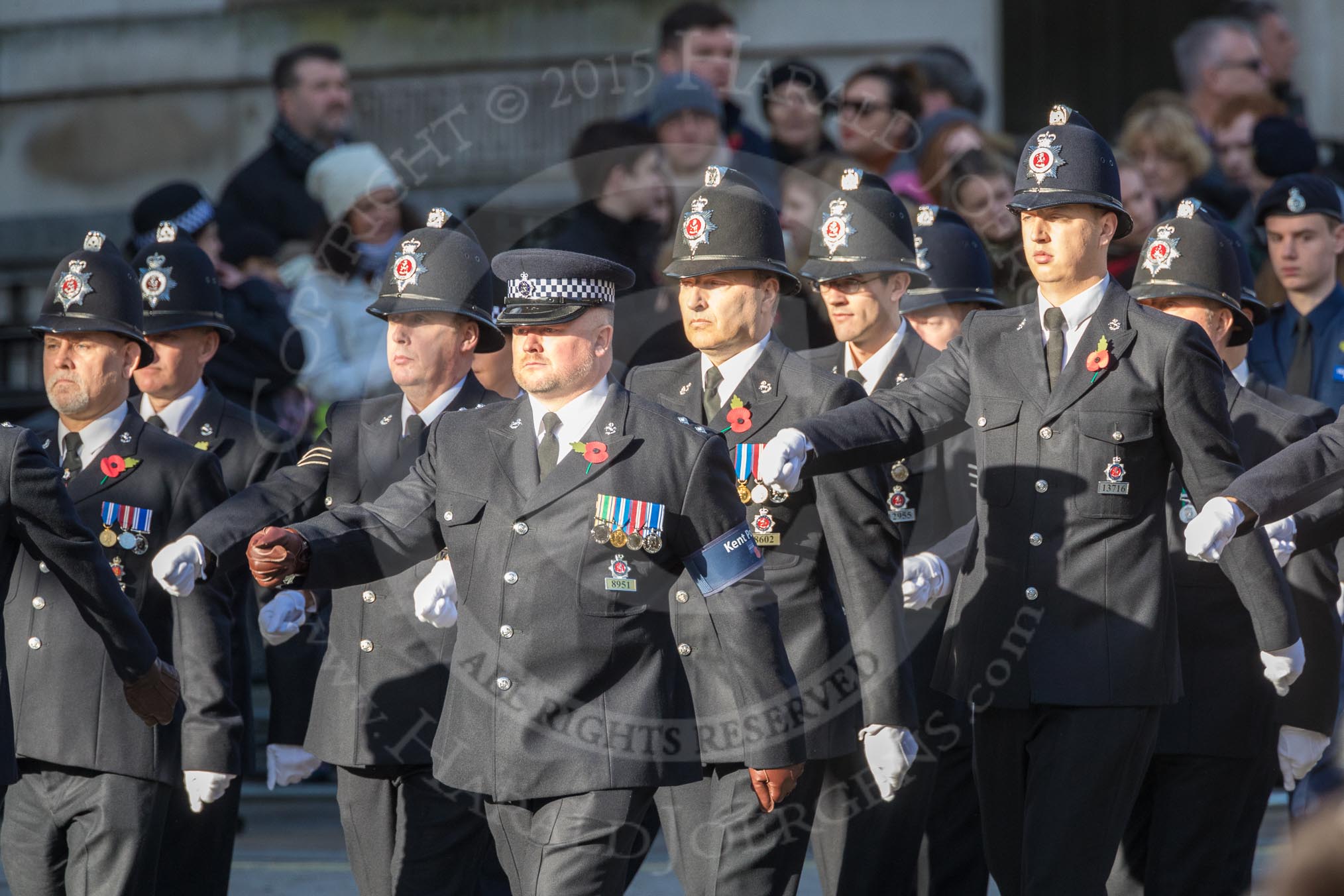 March Past, Remembrance Sunday at the Cenotaph 2016: M39 Kent Police.
Cenotaph, Whitehall, London SW1,
London,
Greater London,
United Kingdom,
on 13 November 2016 at 13:19, image #2930