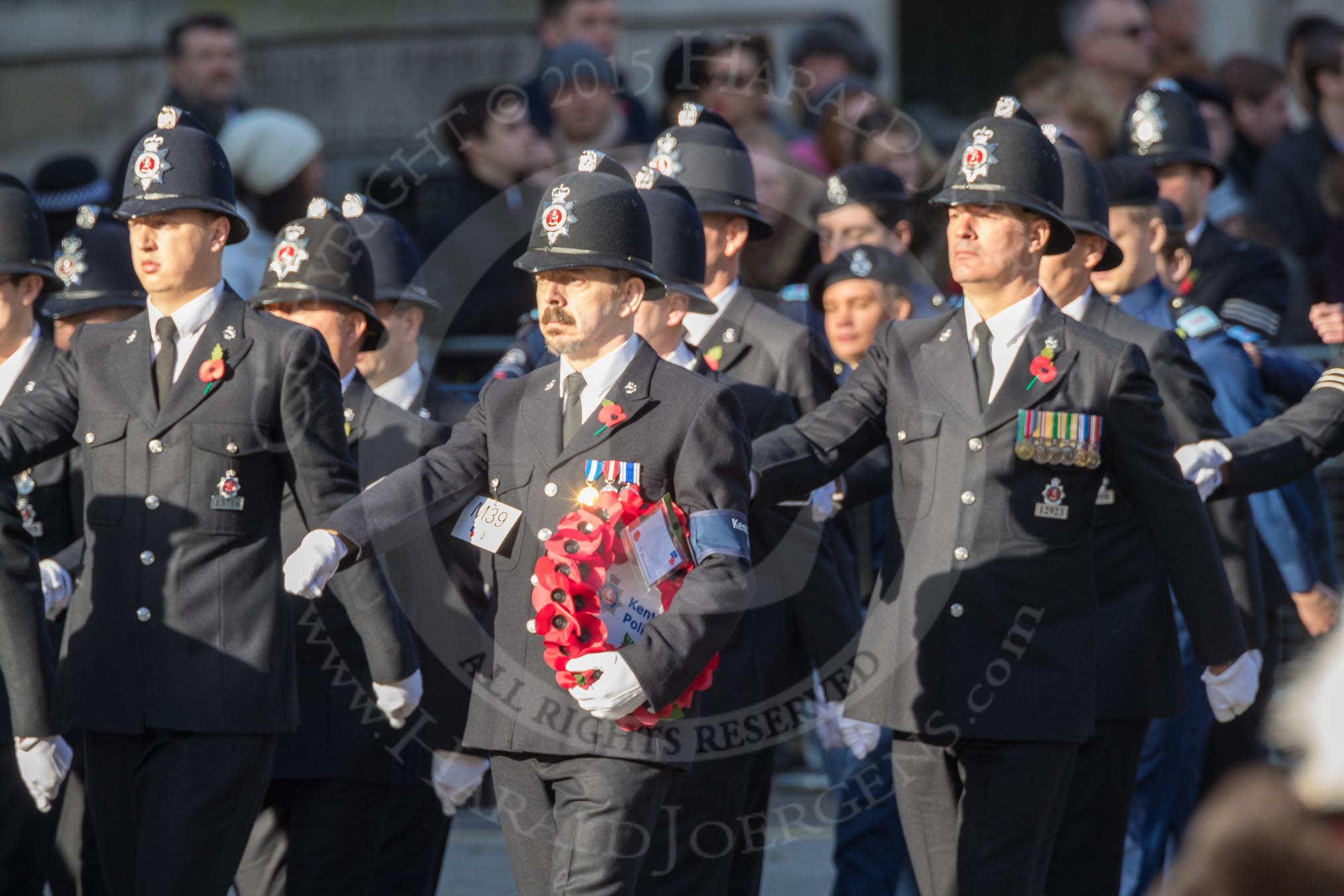 March Past, Remembrance Sunday at the Cenotaph 2016: M39 Kent Police.
Cenotaph, Whitehall, London SW1,
London,
Greater London,
United Kingdom,
on 13 November 2016 at 13:19, image #2935