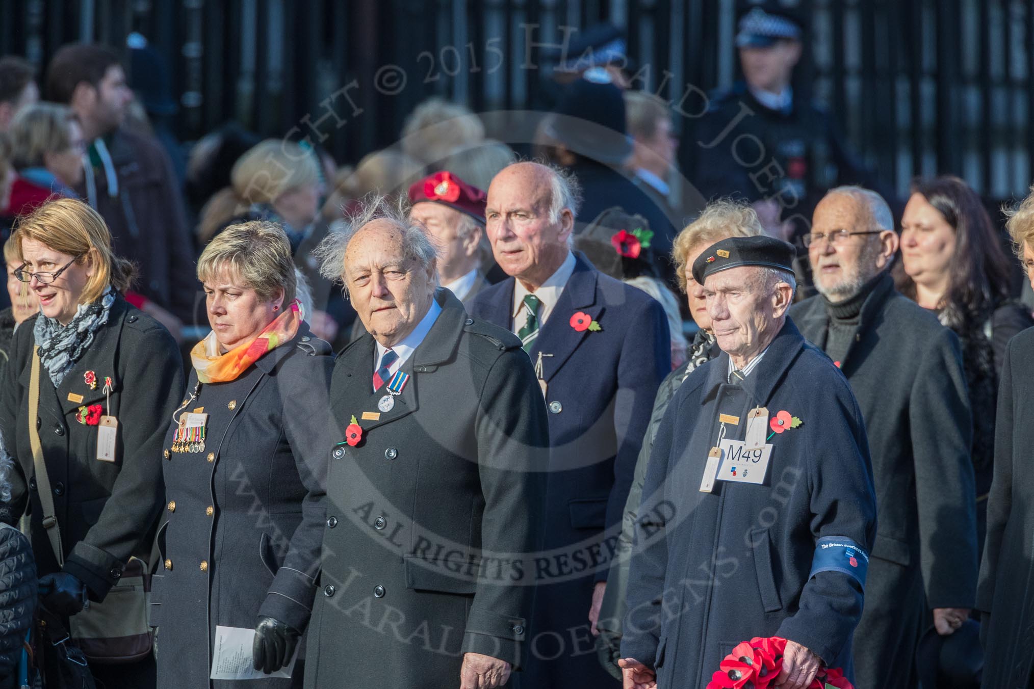 March Past, Remembrance Sunday at the Cenotaph 2016: M49 The British Evacuees Association.
Cenotaph, Whitehall, London SW1,
London,
Greater London,
United Kingdom,
on 13 November 2016 at 13:20, image #3018