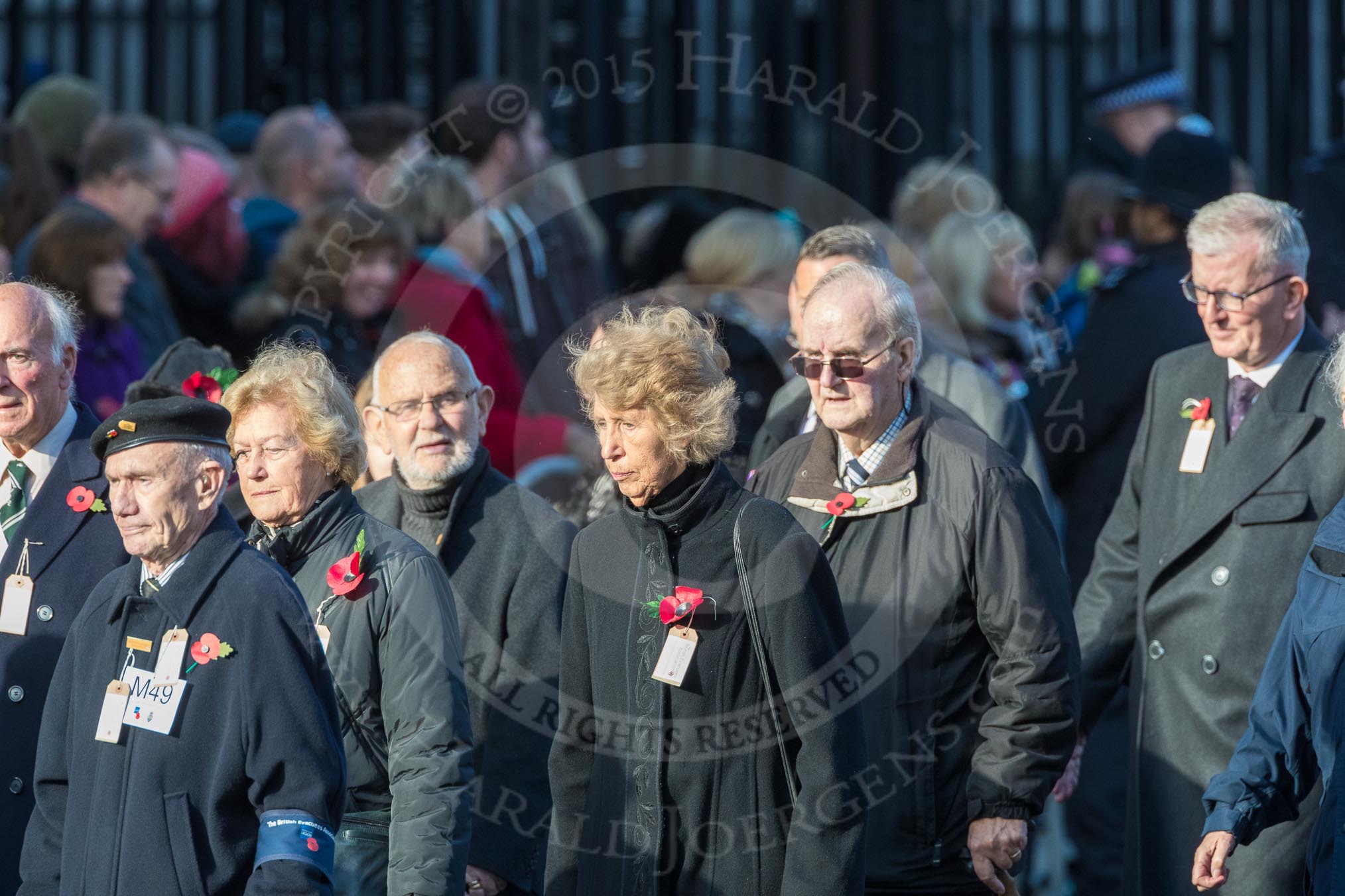 March Past, Remembrance Sunday at the Cenotaph 2016: M49 The British Evacuees Association.
Cenotaph, Whitehall, London SW1,
London,
Greater London,
United Kingdom,
on 13 November 2016 at 13:20, image #3023