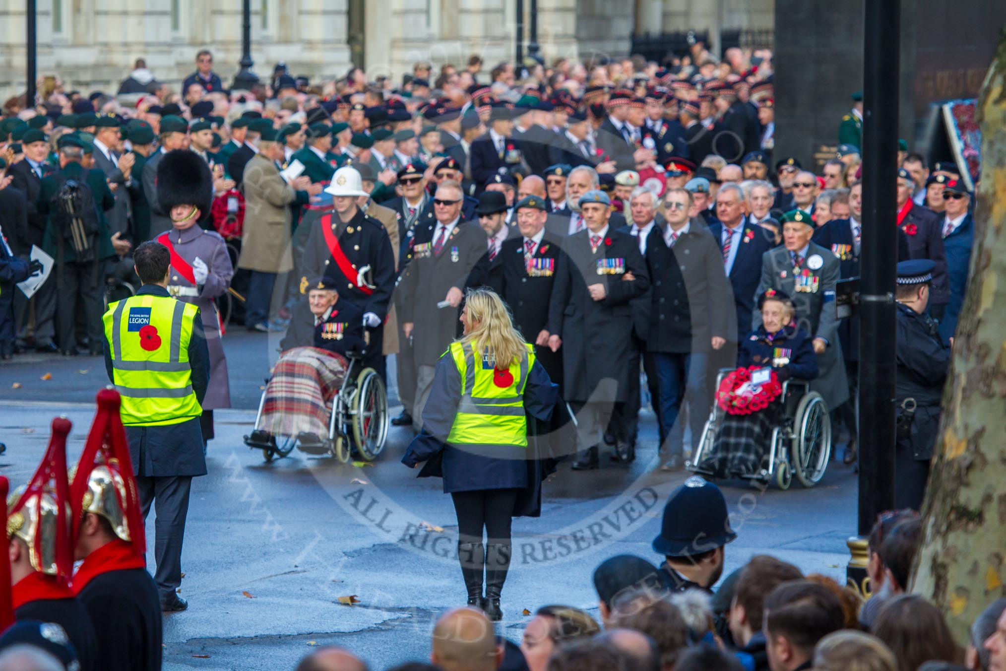 during Remembrance Sunday Cenotaph Ceremony 2018 at Horse Guards Parade, Westminster, London, 11 November 2018, 10:41.