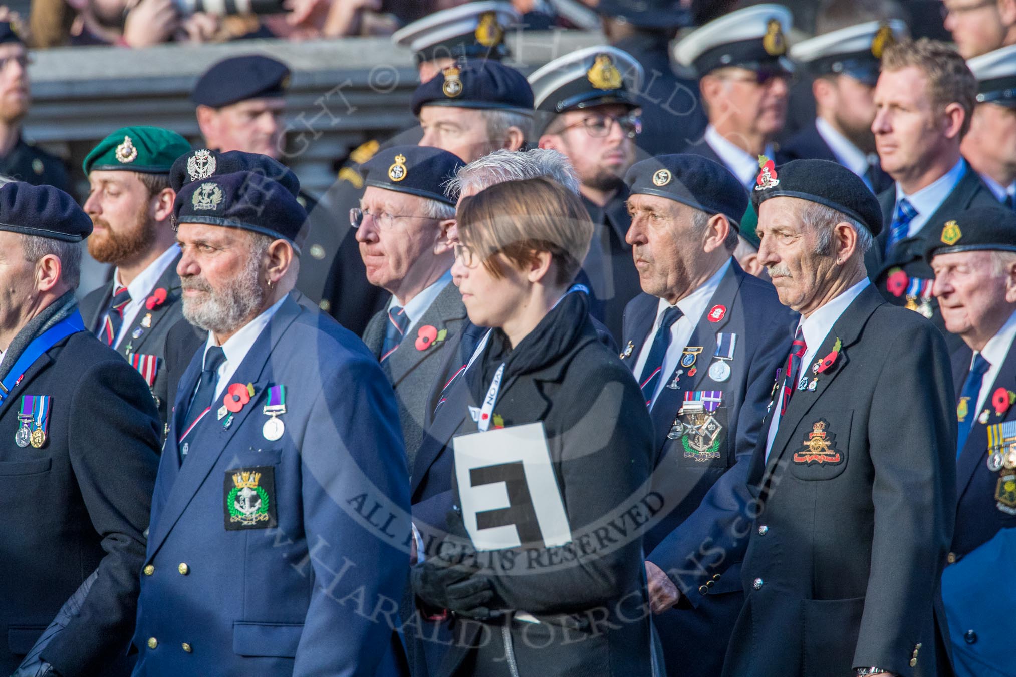 Royal Naval Association  (Group E1, 94 members) during the Royal British Legion March Past on Remembrance Sunday at the Cenotaph, Whitehall, Westminster, London, 11 November 2018, 11:41.
