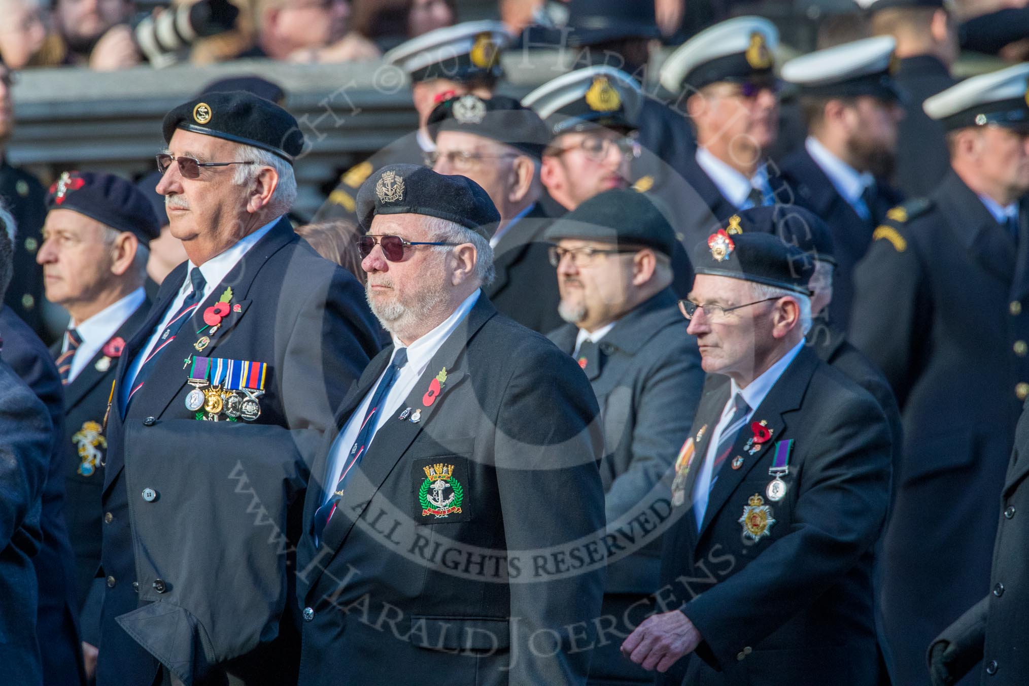 Royal Naval Association  (Group E1, 94 members) during the Royal British Legion March Past on Remembrance Sunday at the Cenotaph, Whitehall, Westminster, London, 11 November 2018, 11:41.