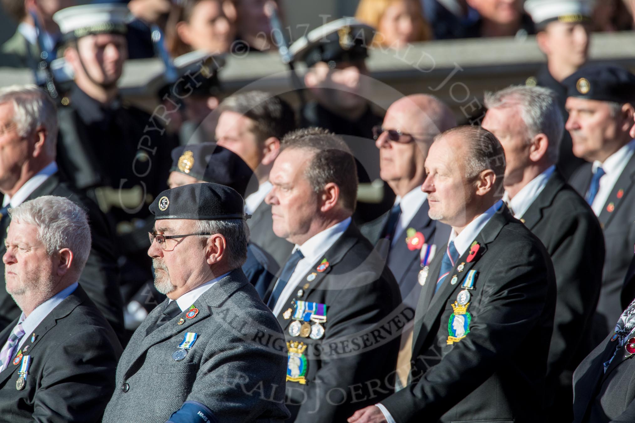 HMS Penelope Association  (Group E23, 26 members) during the Royal British Legion March Past on Remembrance Sunday at the Cenotaph, Whitehall, Westminster, London, 11 November 2018, 11:44.