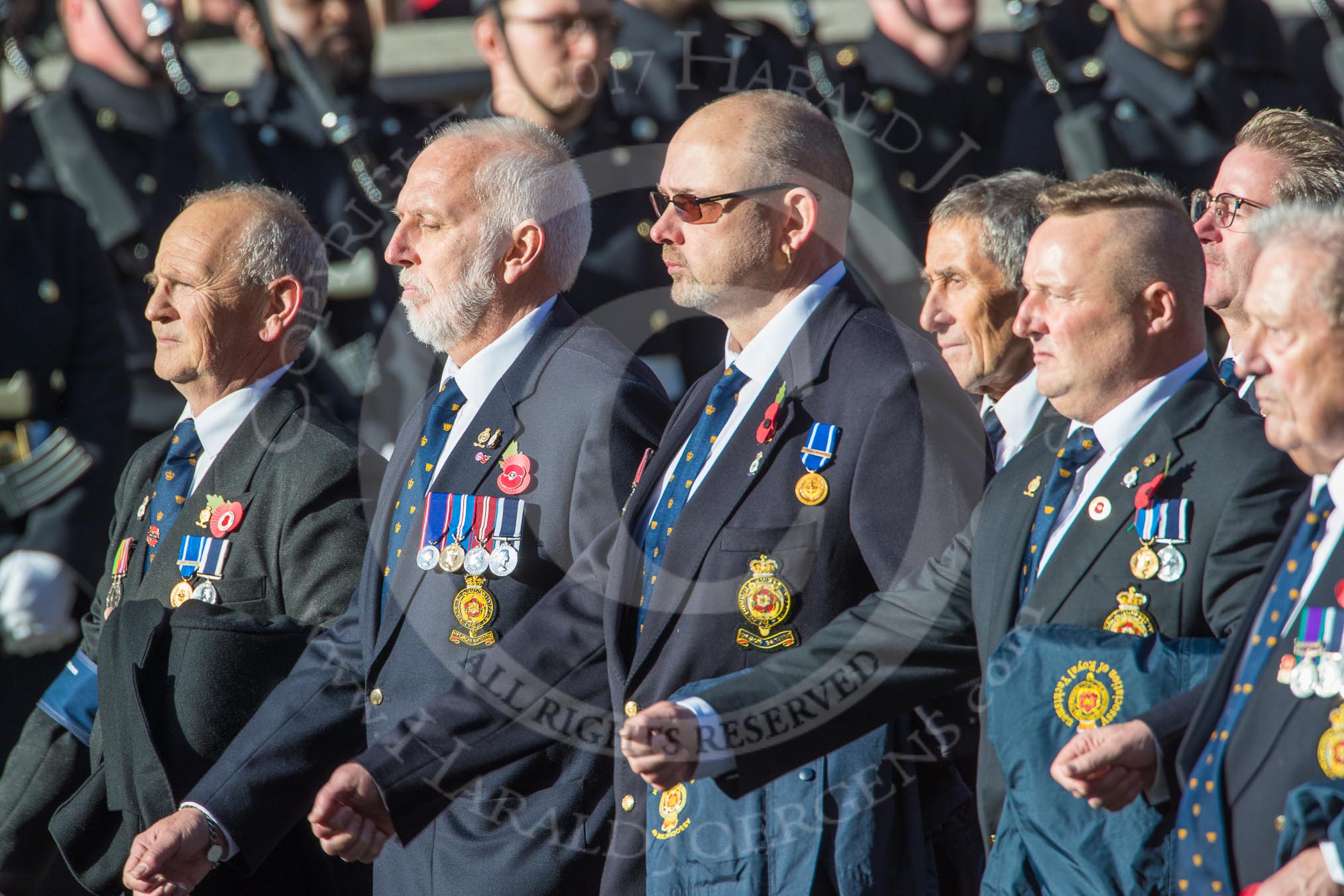 Association  OF Royal Yachtsmen (Group E39, 32 members) during the Royal British Legion March Past on Remembrance Sunday at the Cenotaph, Whitehall, Westminster, London, 11 November 2018, 11:46.
