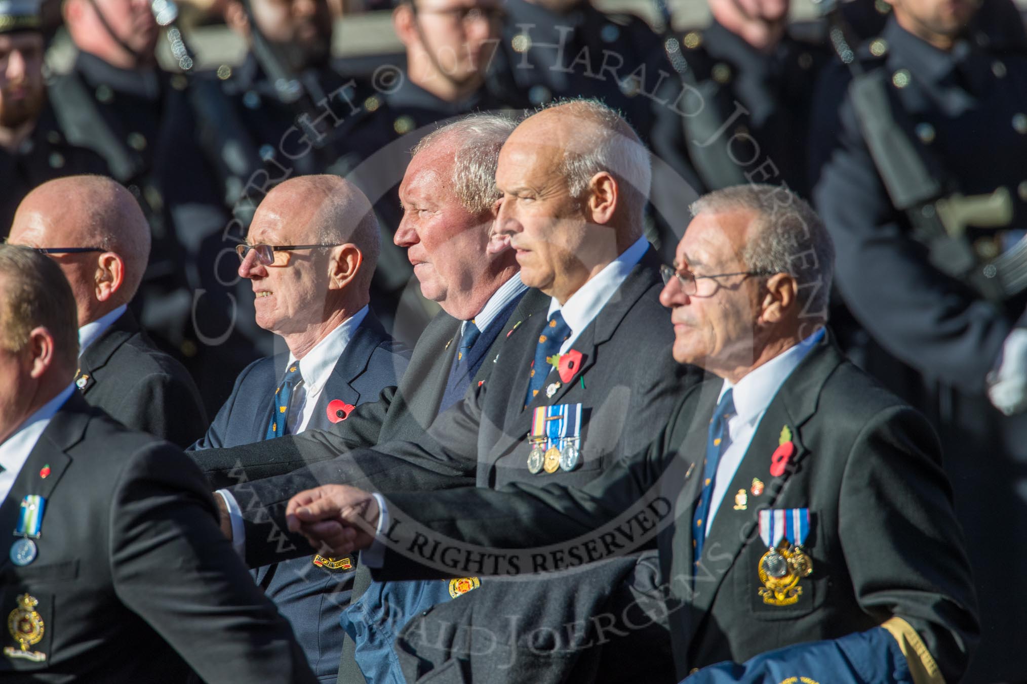 Association  OF Royal Yachtsmen (Group E39, 32 members) during the Royal British Legion March Past on Remembrance Sunday at the Cenotaph, Whitehall, Westminster, London, 11 November 2018, 11:46.