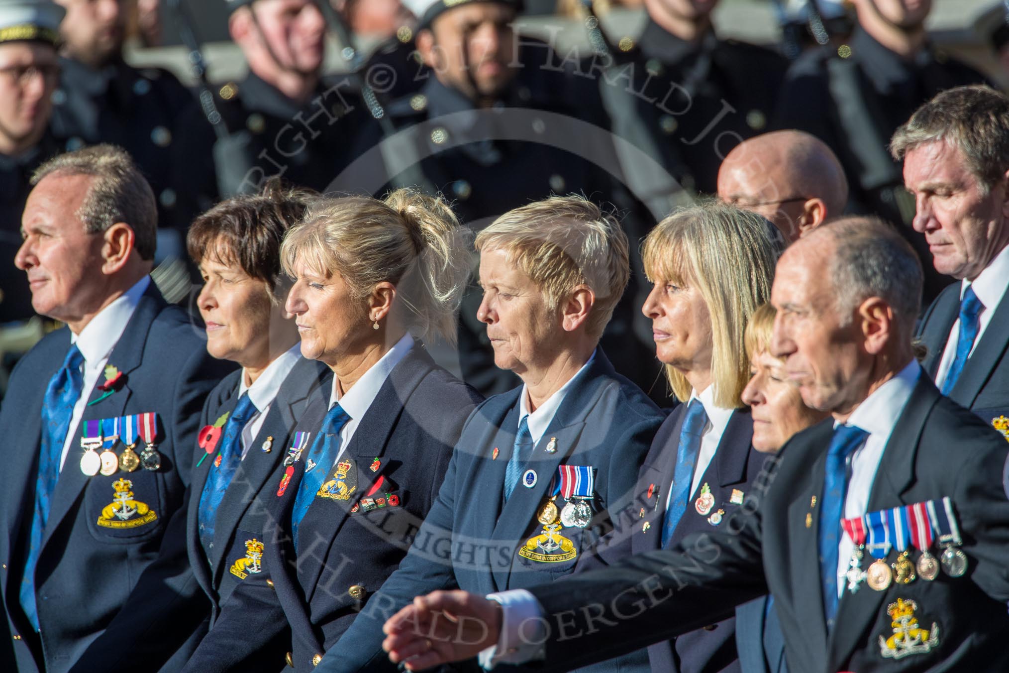 Royal Navy Physical Training Branch Association  (Group E41, 37 members) during the Royal British Legion March Past on Remembrance Sunday at the Cenotaph, Whitehall, Westminster, London, 11 November 2018, 11:46.