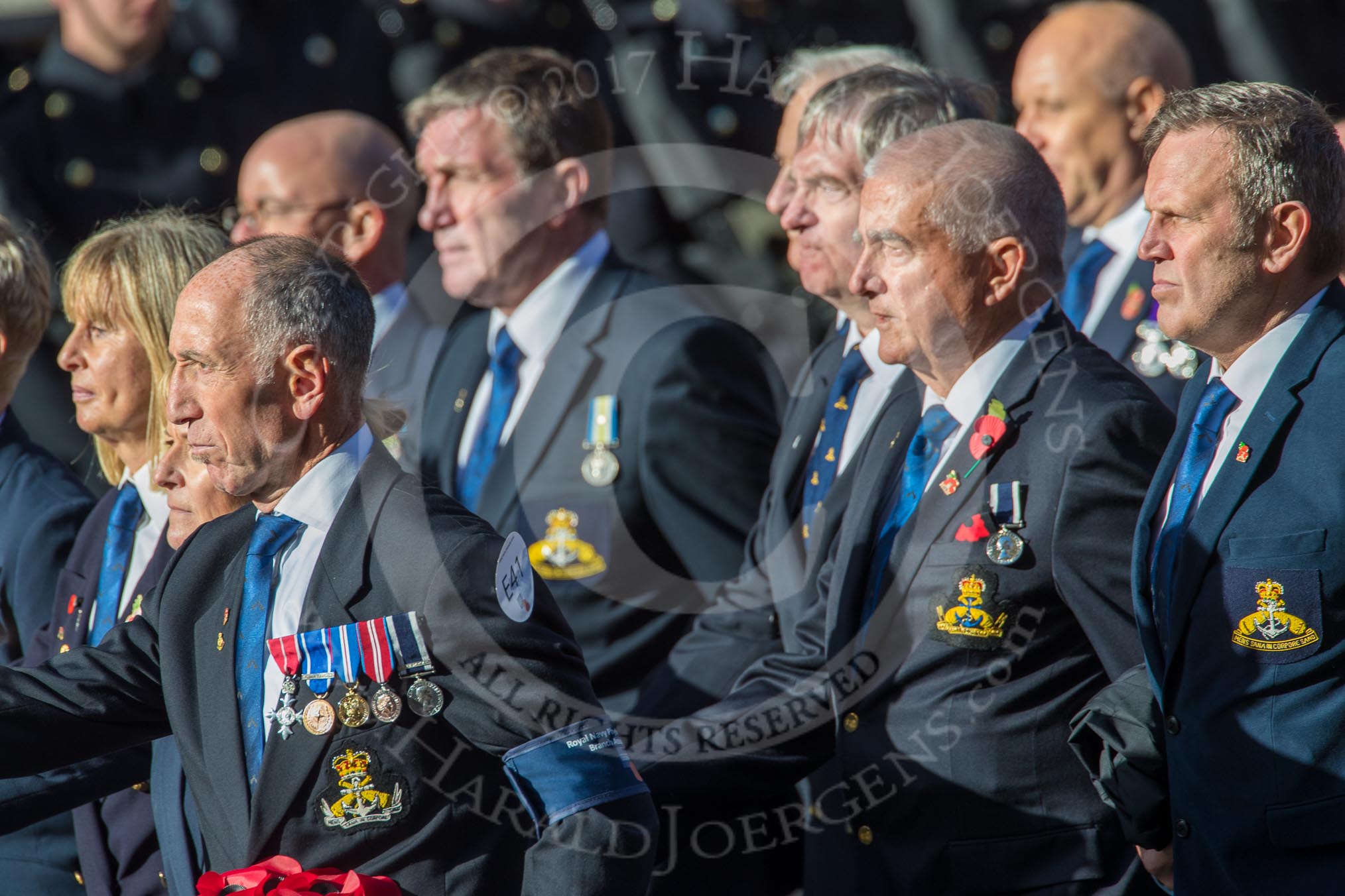 Royal Navy Physical Training Branch Association  (Group E41, 37 members) during the Royal British Legion March Past on Remembrance Sunday at the Cenotaph, Whitehall, Westminster, London, 11 November 2018, 11:46.