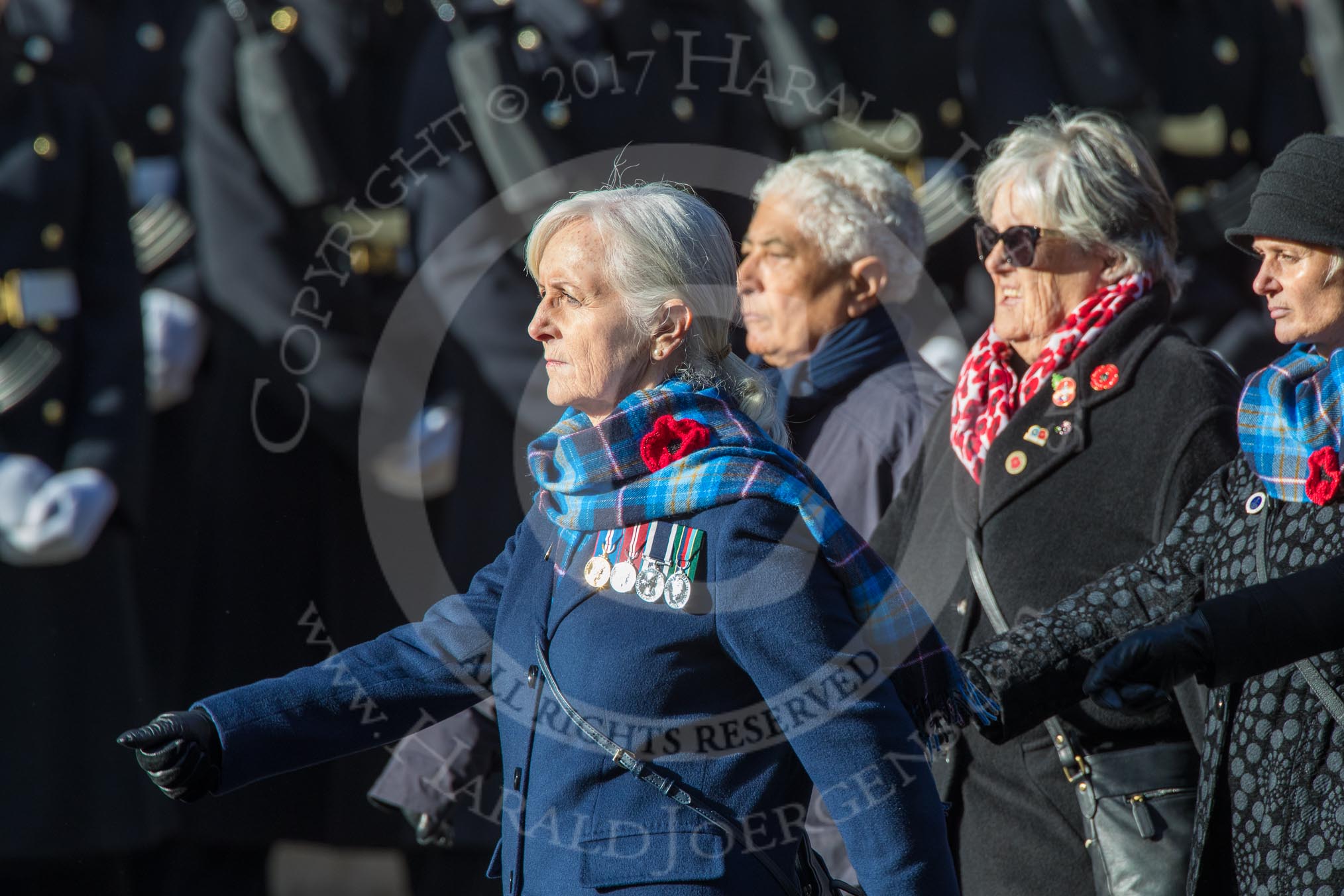Association  of Wrens (Group E45, 115 members) during the Royal British Legion March Past on Remembrance Sunday at the Cenotaph, Whitehall, Westminster, London, 11 November 2018, 11:47.