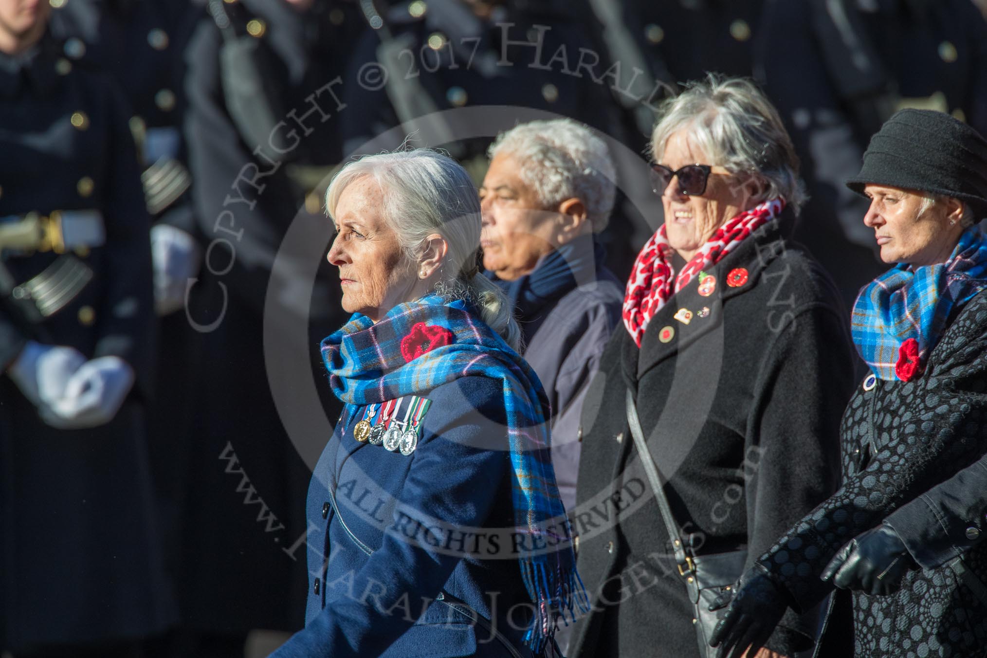 Association  of Wrens (Group E45, 115 members) during the Royal British Legion March Past on Remembrance Sunday at the Cenotaph, Whitehall, Westminster, London, 11 November 2018, 11:47.
