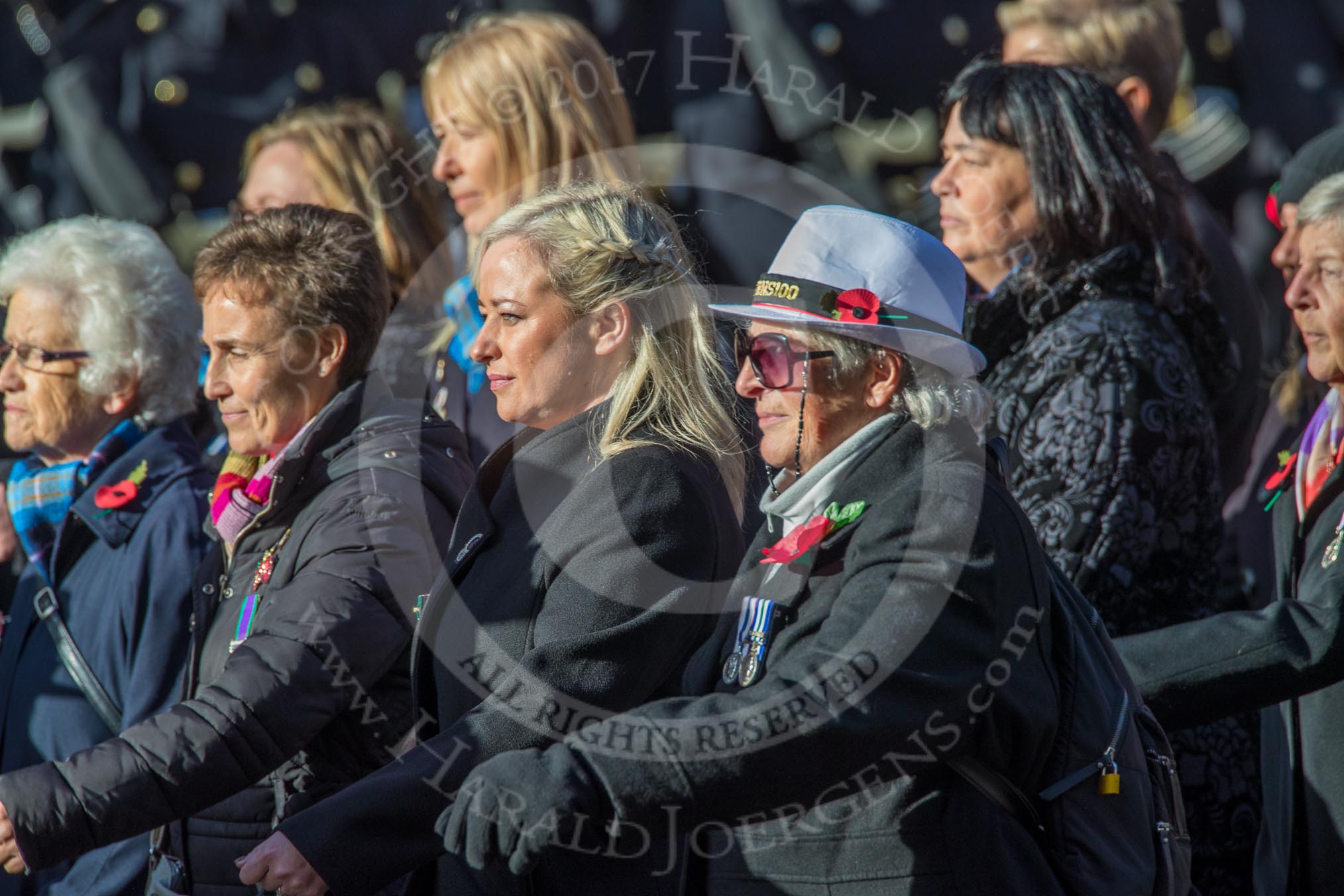 Association  of Wrens (Group E45, 115 members) during the Royal British Legion March Past on Remembrance Sunday at the Cenotaph, Whitehall, Westminster, London, 11 November 2018, 11:47.