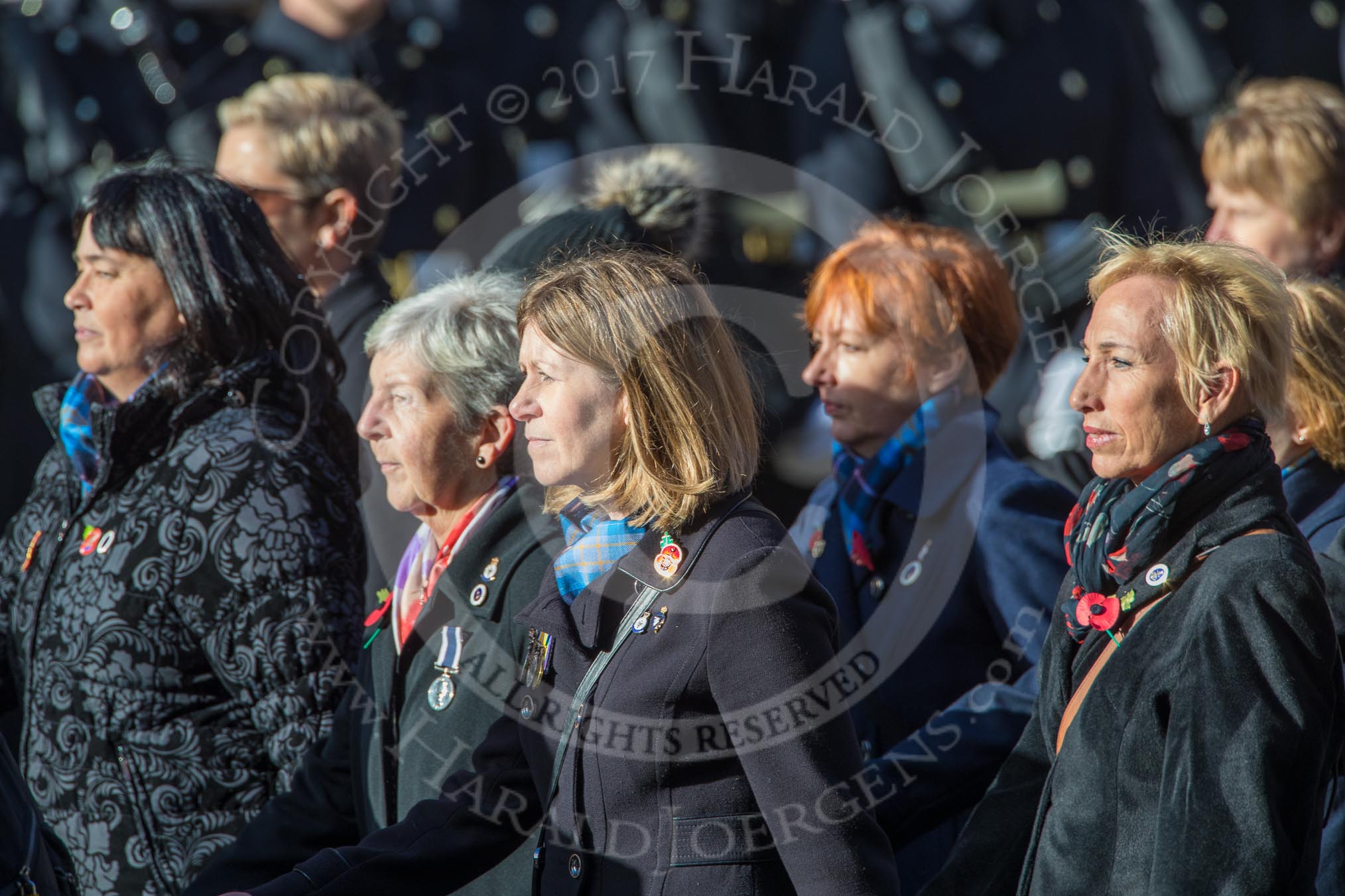 Association  of Wrens (Group E45, 115 members) during the Royal British Legion March Past on Remembrance Sunday at the Cenotaph, Whitehall, Westminster, London, 11 November 2018, 11:47.