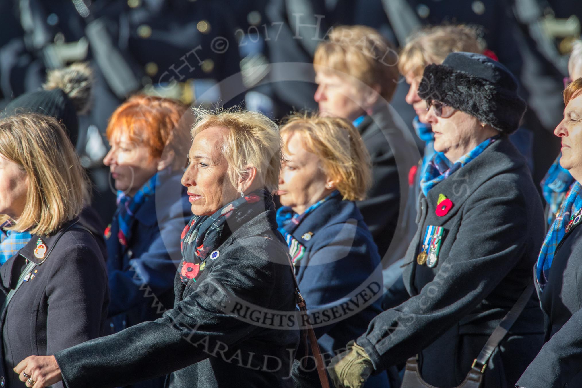 Association  of Wrens (Group E45, 115 members) during the Royal British Legion March Past on Remembrance Sunday at the Cenotaph, Whitehall, Westminster, London, 11 November 2018, 11:47.
