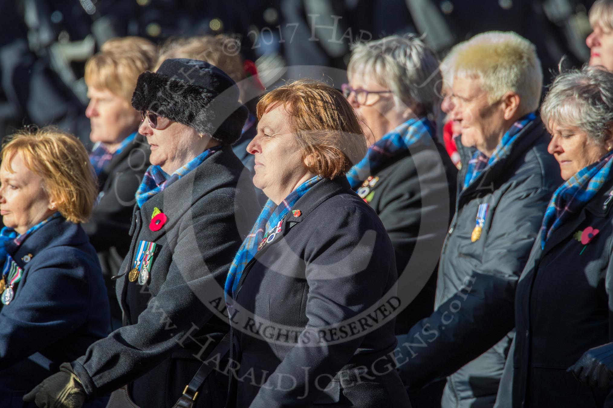 Association  of Wrens (Group E45, 115 members) during the Royal British Legion March Past on Remembrance Sunday at the Cenotaph, Whitehall, Westminster, London, 11 November 2018, 11:47.