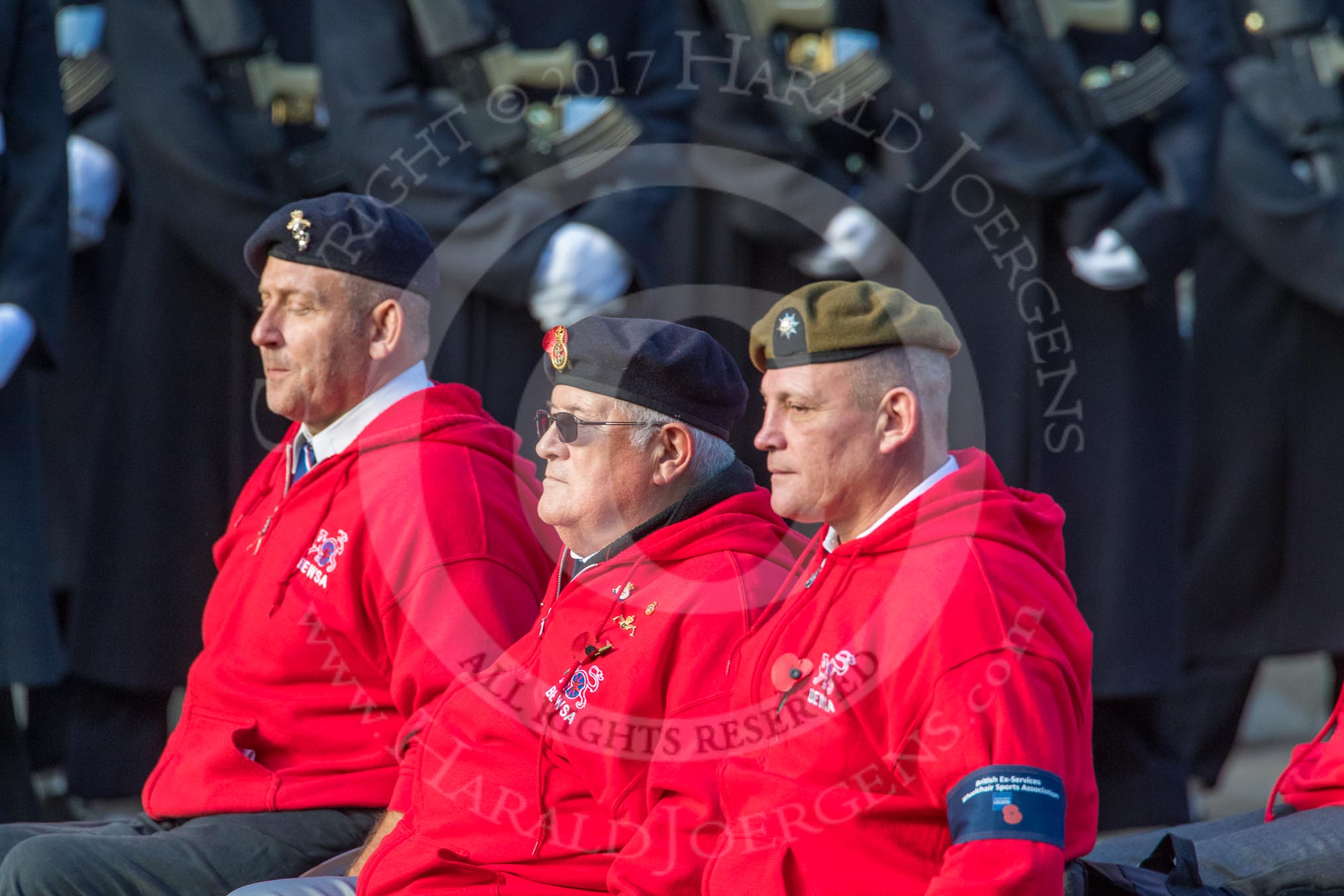British Ex-Services Wheelchair Sports Association  (Group AA2, 14 members) during the Royal British Legion March Past on Remembrance Sunday at the Cenotaph, Whitehall, Westminster, London, 11 November 2018, 11:48.