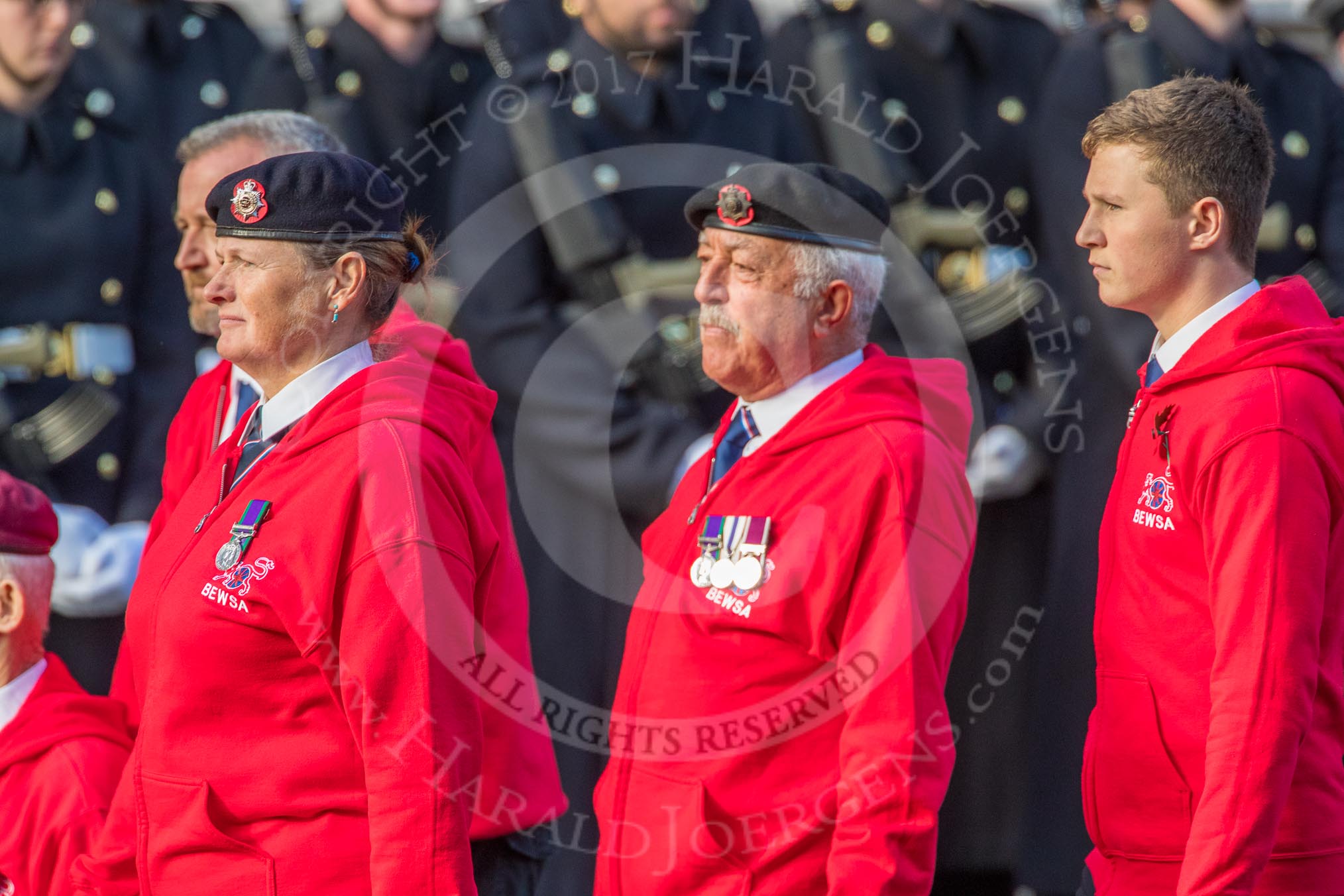 British Ex-Services Wheelchair Sports Association  (Group AA2, 14 members) during the Royal British Legion March Past on Remembrance Sunday at the Cenotaph, Whitehall, Westminster, London, 11 November 2018, 11:48.