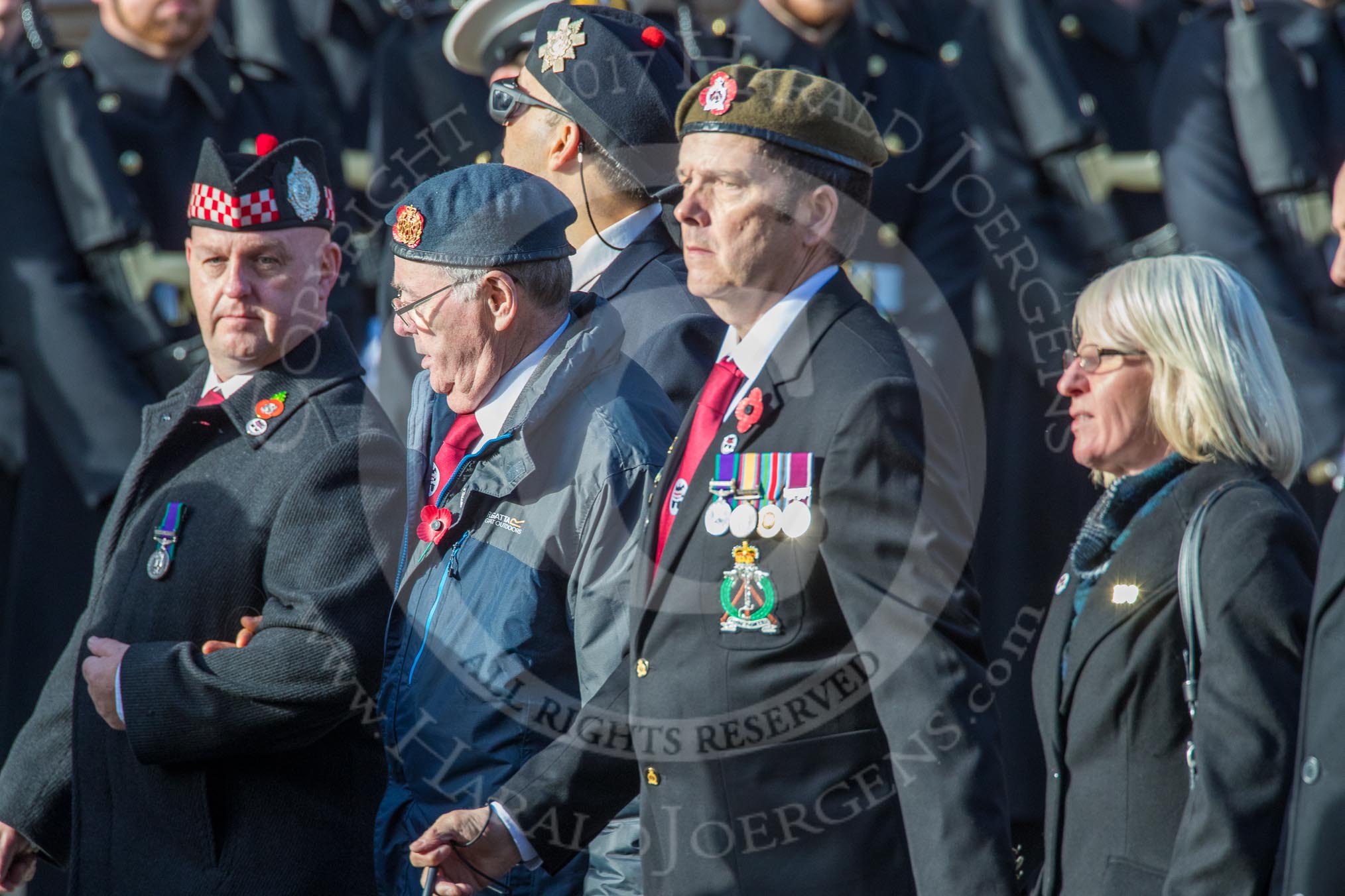 Scottish War Blinded (Group AA8, 21 members) during the Royal British Legion March Past on Remembrance Sunday at the Cenotaph, Whitehall, Westminster, London, 11 November 2018, 11:49.