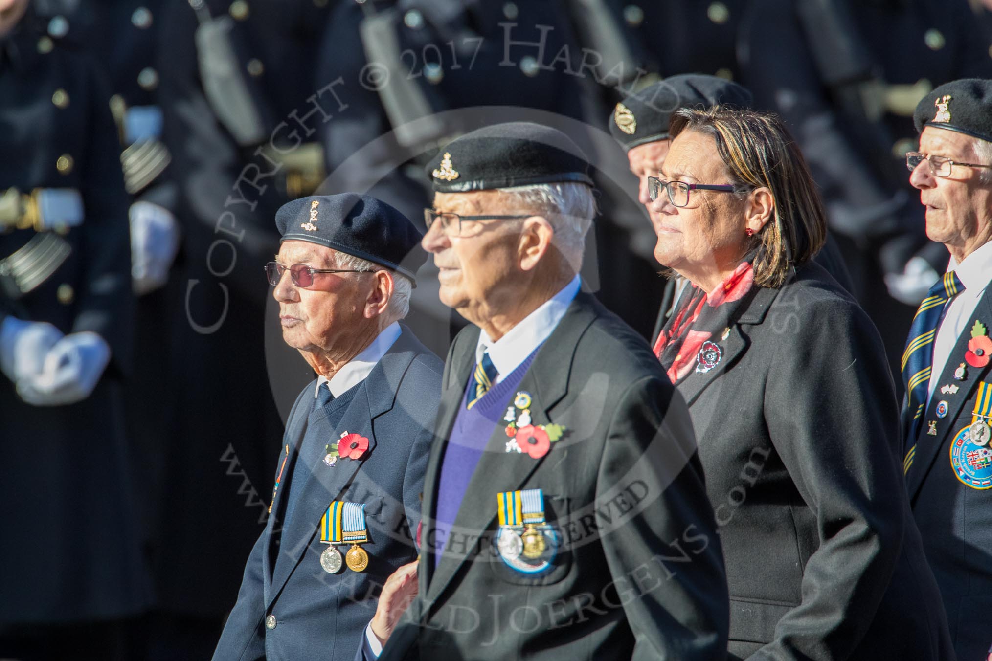 British Korean Veterans Association  (Group F2, 16 members) during the Royal British Legion March Past on Remembrance Sunday at the Cenotaph, Whitehall, Westminster, London, 11 November 2018, 11:49.