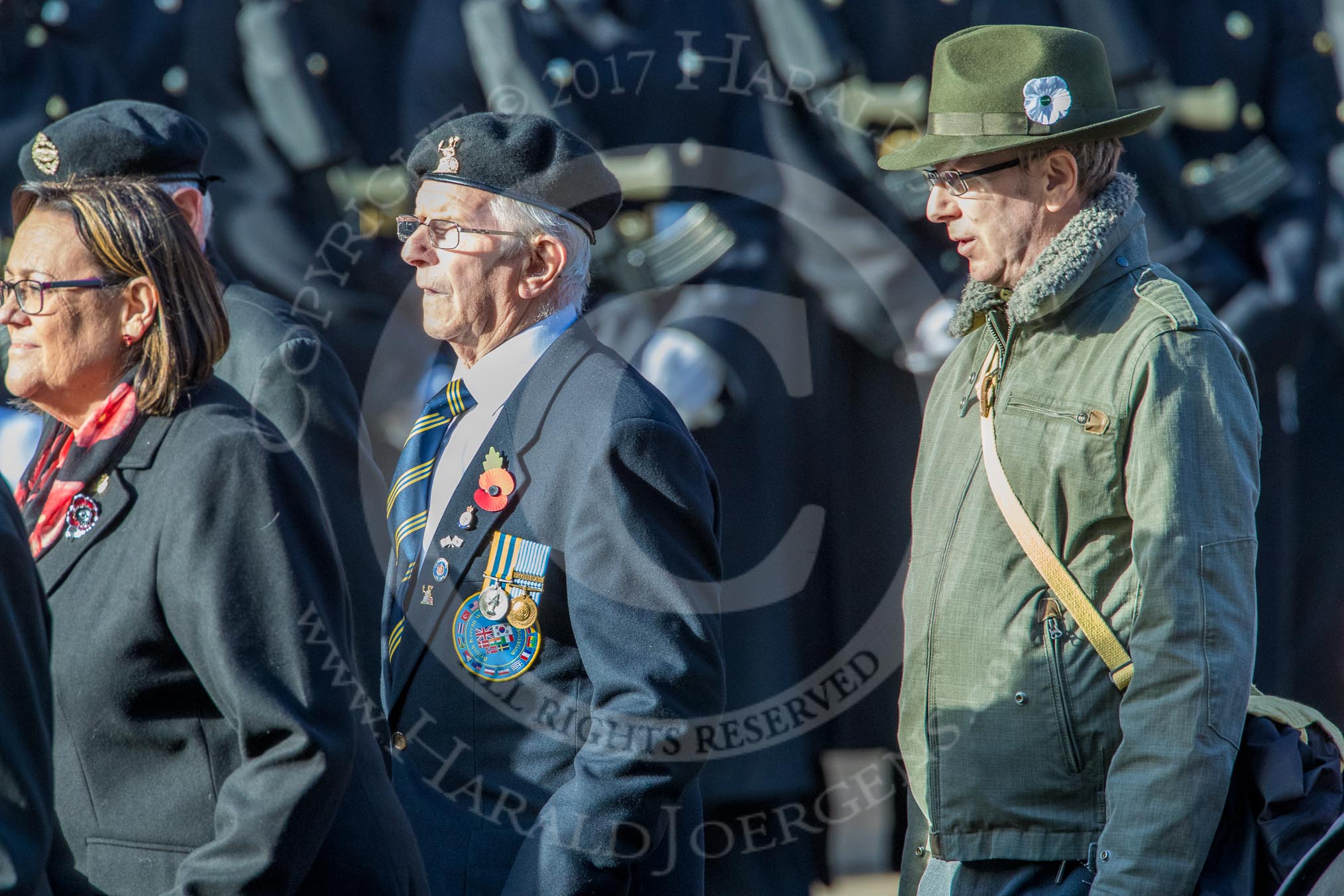 British Korean Veterans Association  (Group F2, 16 members) during the Royal British Legion March Past on Remembrance Sunday at the Cenotaph, Whitehall, Westminster, London, 11 November 2018, 11:49.