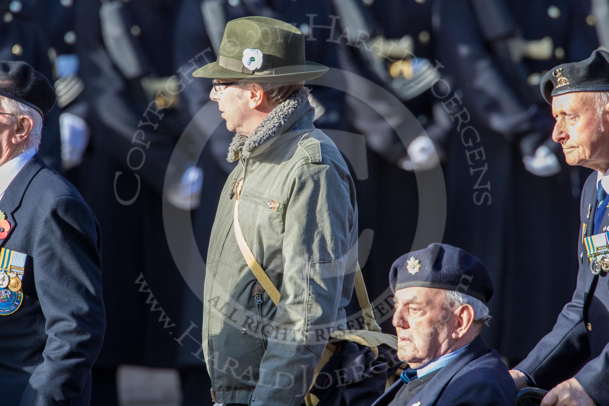 British Korean Veterans Association  (Group F2, 16 members) during the Royal British Legion March Past on Remembrance Sunday at the Cenotaph, Whitehall, Westminster, London, 11 November 2018, 11:49.