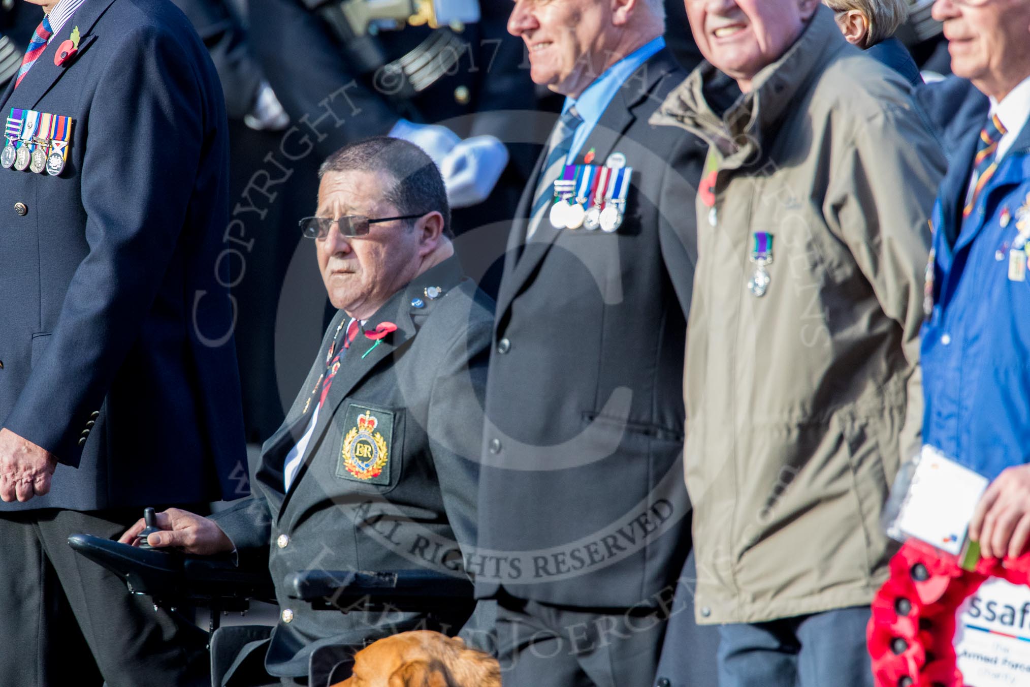 SSAFA, the Armed Forces Charity (Group F3, 53 members) during the Royal British Legion March Past on Remembrance Sunday at the Cenotaph, Whitehall, Westminster, London, 11 November 2018, 11:50.