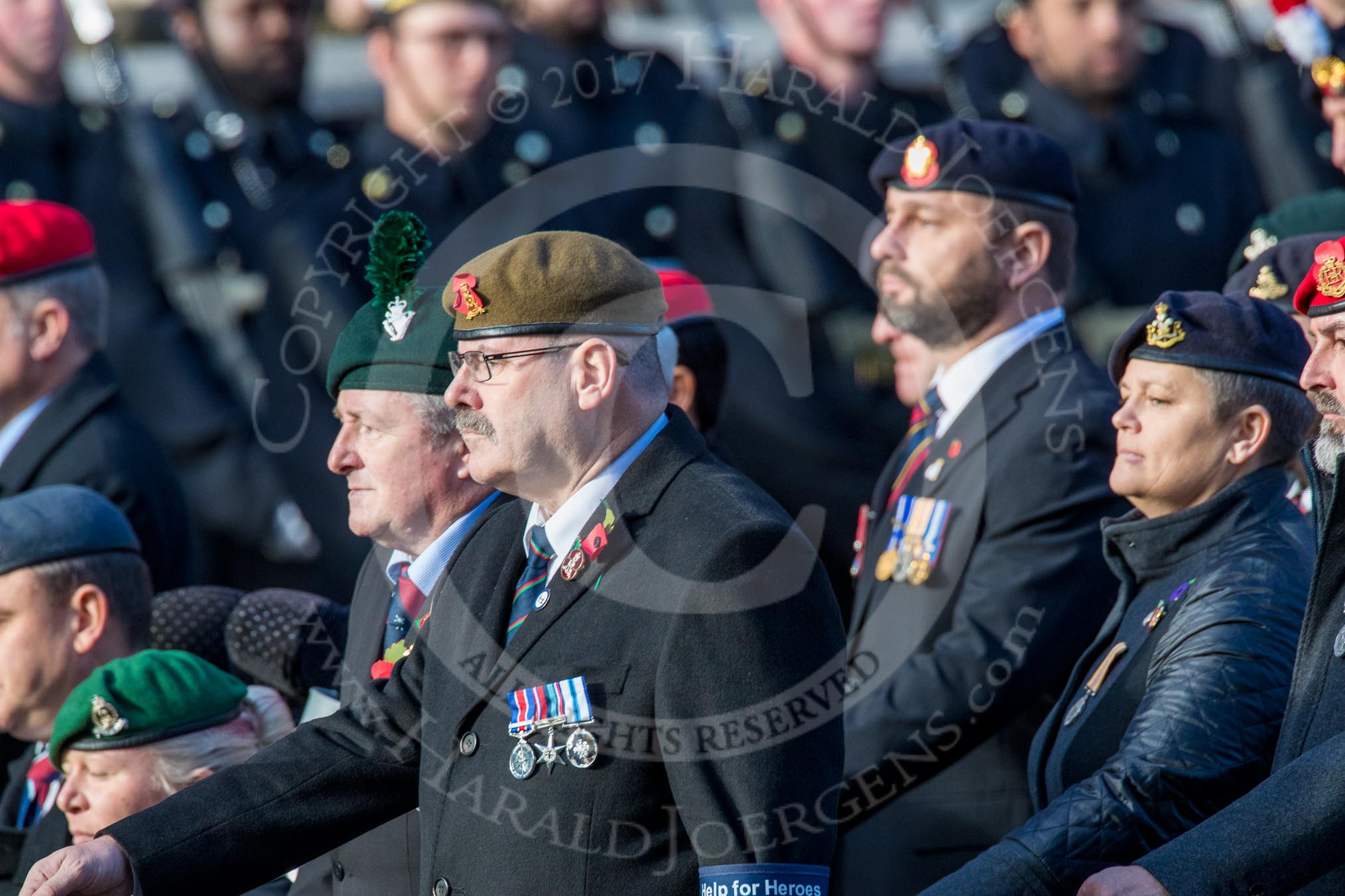 Help for Heroes (Group F4, 100 members) during the Royal British Legion March Past on Remembrance Sunday at the Cenotaph, Whitehall, Westminster, London, 11 November 2018, 11:50.