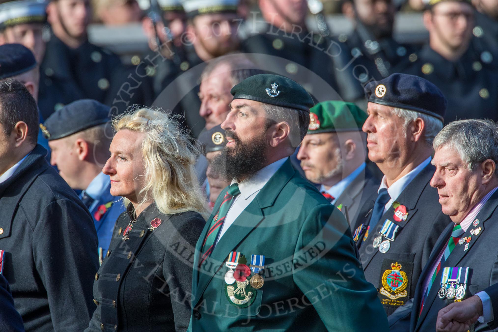 The Not Forgotten Association  (Group F5, 47 members) during the Royal British Legion March Past on Remembrance Sunday at the Cenotaph, Whitehall, Westminster, London, 11 November 2018, 11:50.