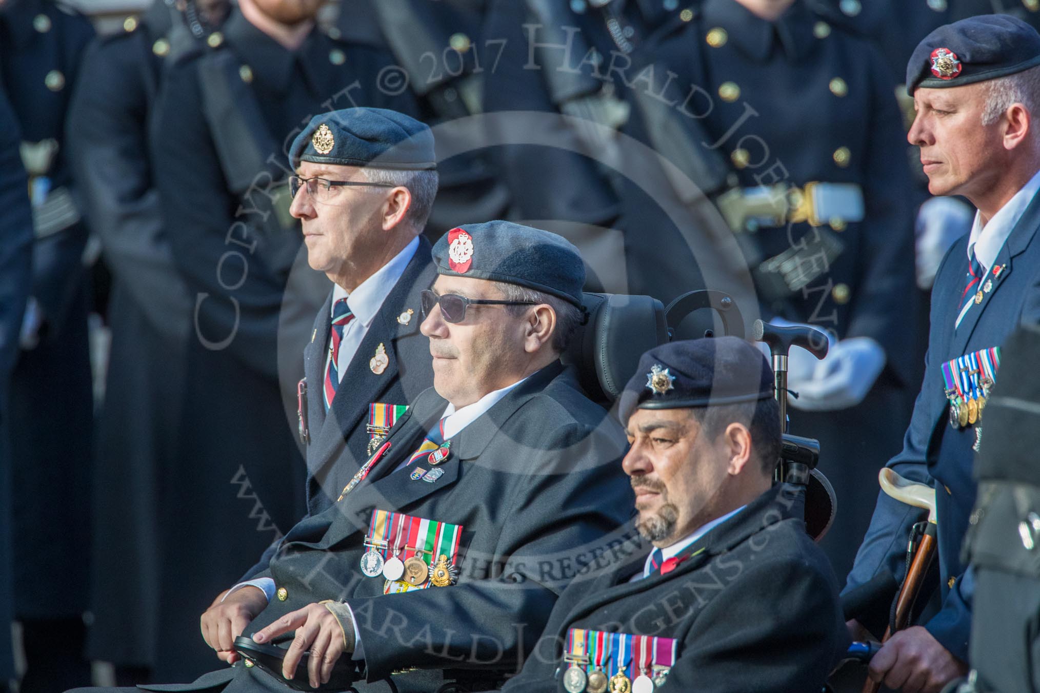 National Gulf Veterans and Families Association (Group F14, 25 members) during the Royal British Legion March Past on Remembrance Sunday at the Cenotaph, Whitehall, Westminster, London, 11 November 2018, 11:52.