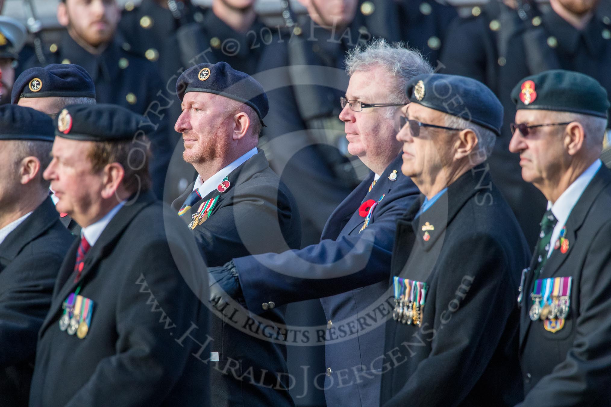 National Gulf Veterans and Families Association (Group F14, 25 members) during the Royal British Legion March Past on Remembrance Sunday at the Cenotaph, Whitehall, Westminster, London, 11 November 2018, 11:52.