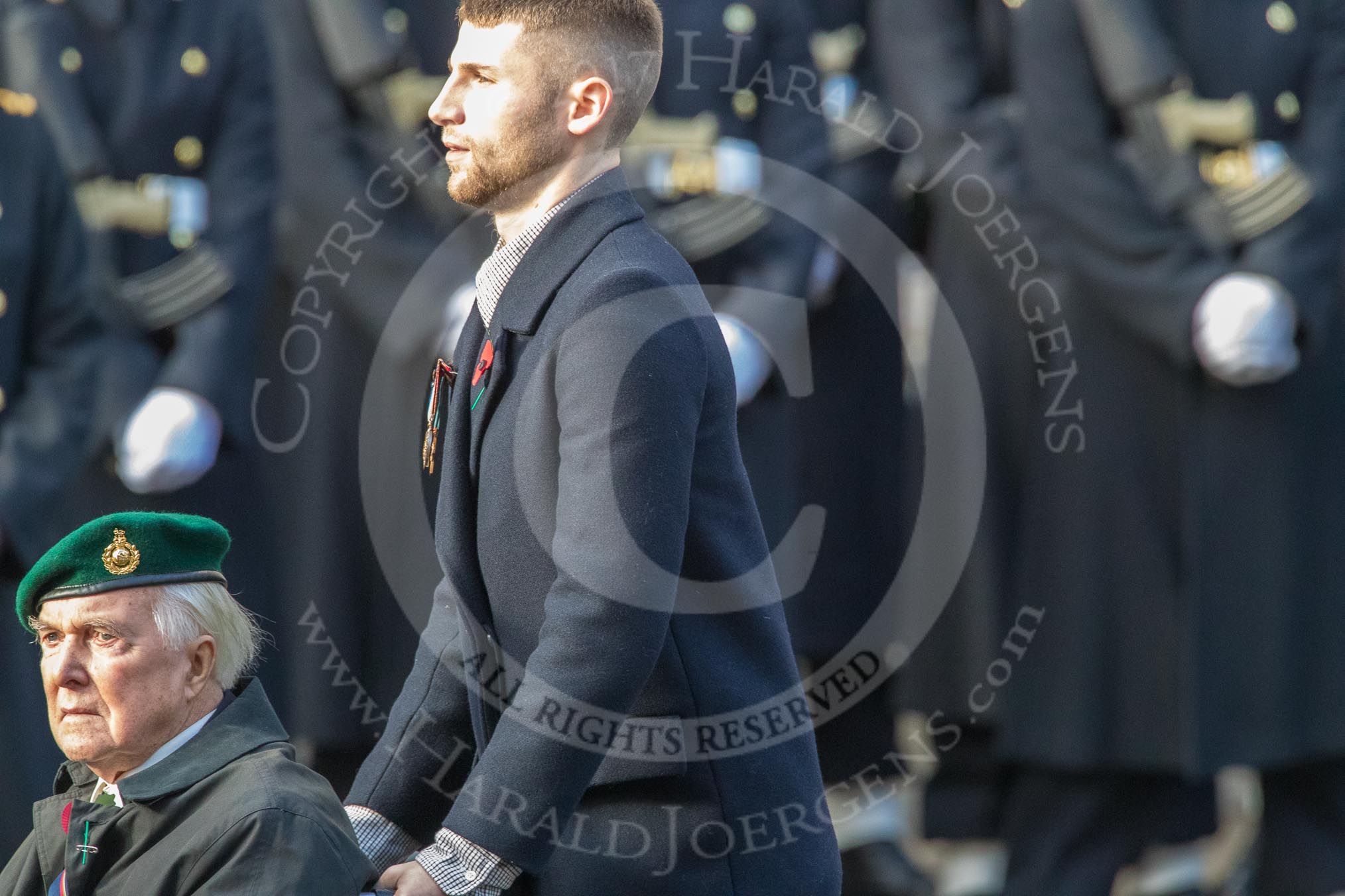 Suez Veterans' Association (Group F15, 32 members) during the Royal British Legion March Past on Remembrance Sunday at the Cenotaph, Whitehall, Westminster, London, 11 November 2018, 11:52.