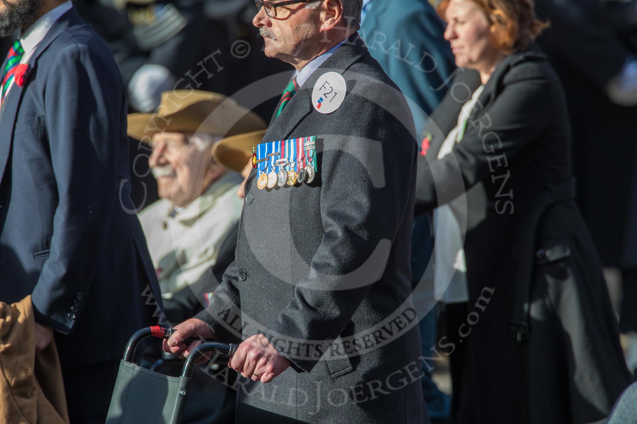 Chindit Society (Group F21, 15 members) during the Royal British Legion March Past on Remembrance Sunday at the Cenotaph, Whitehall, Westminster, London, 11 November 2018, 11:53.