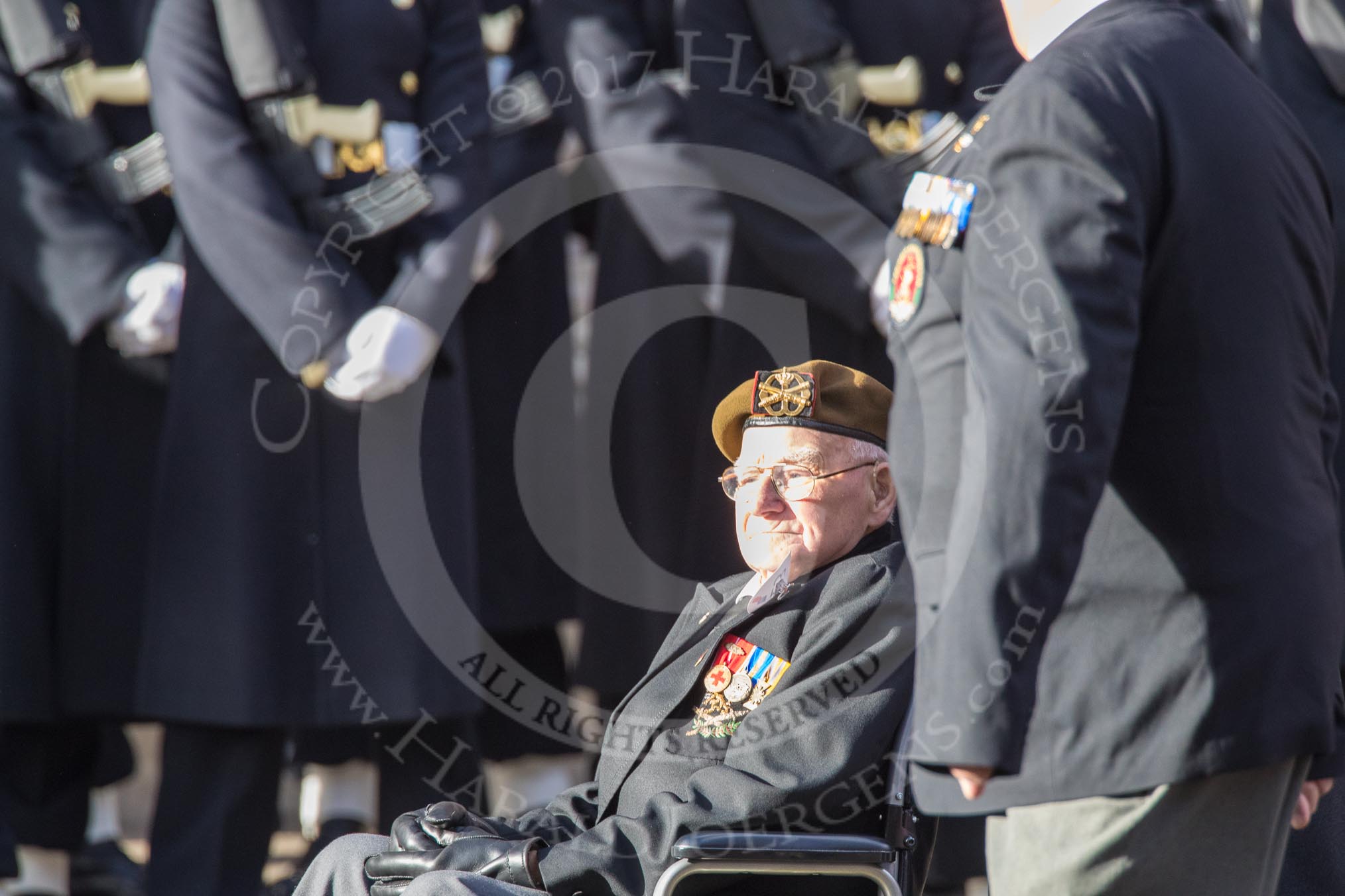 Memorable Order of Tin Hats (Group F22, 1 members) (?) during the Royal British Legion March Past on Remembrance Sunday at the Cenotaph, Whitehall, Westminster, London, 11 November 2018, 11:53.