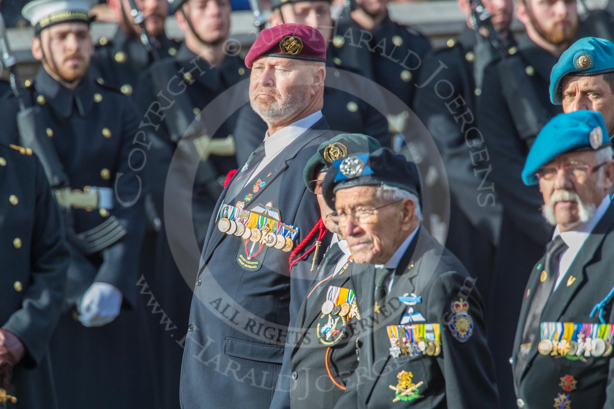 Bond van Wapenbroeders (Group F23, 31 members) during the Royal British Legion March Past on Remembrance Sunday at the Cenotaph, Whitehall, Westminster, London, 11 November 2018, 11:53.