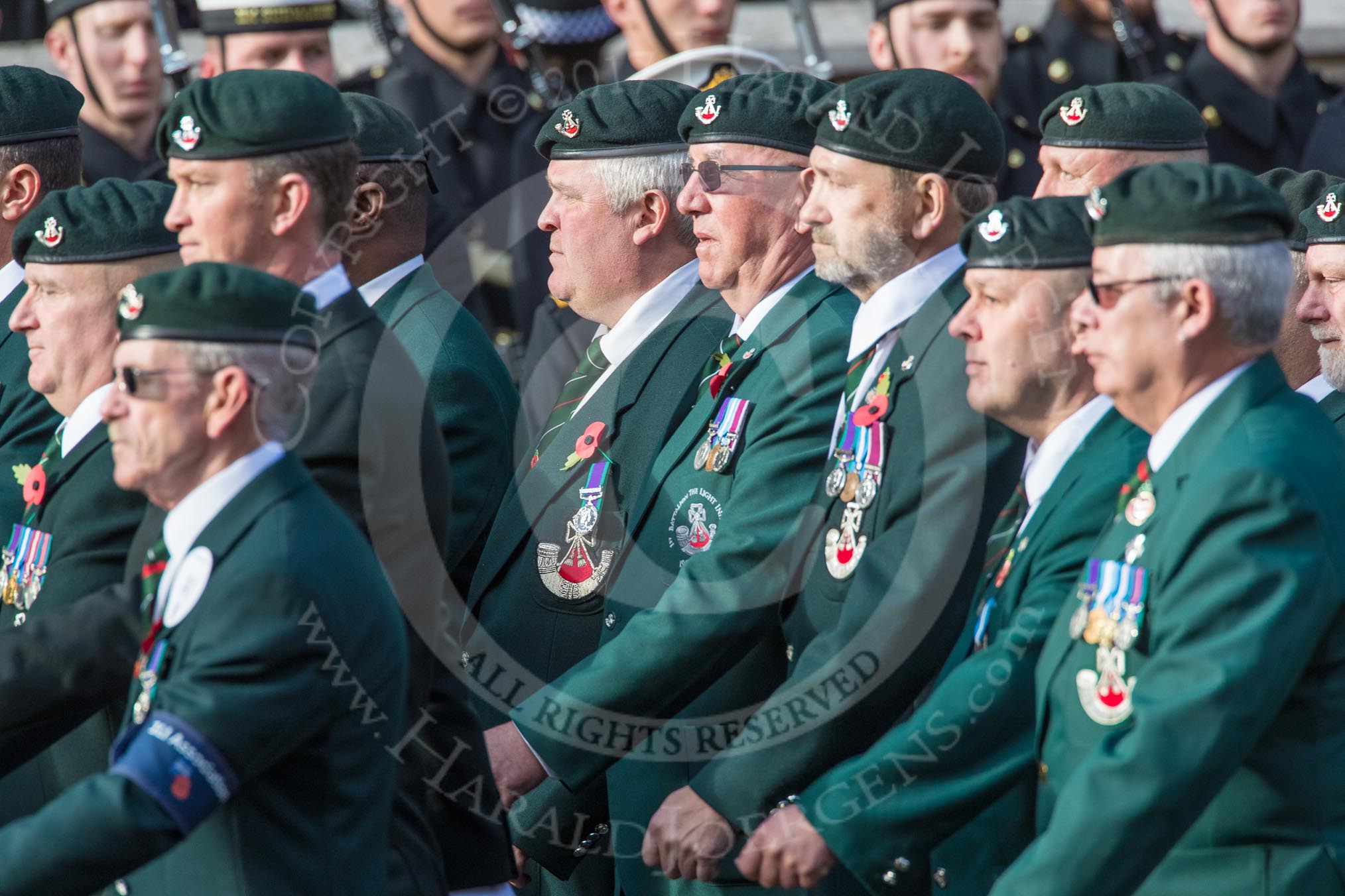 1 LI Association (Group A1, 60 members) during the Royal British Legion March Past on Remembrance Sunday at the Cenotaph, Whitehall, Westminster, London, 11 November 2018, 11:55.