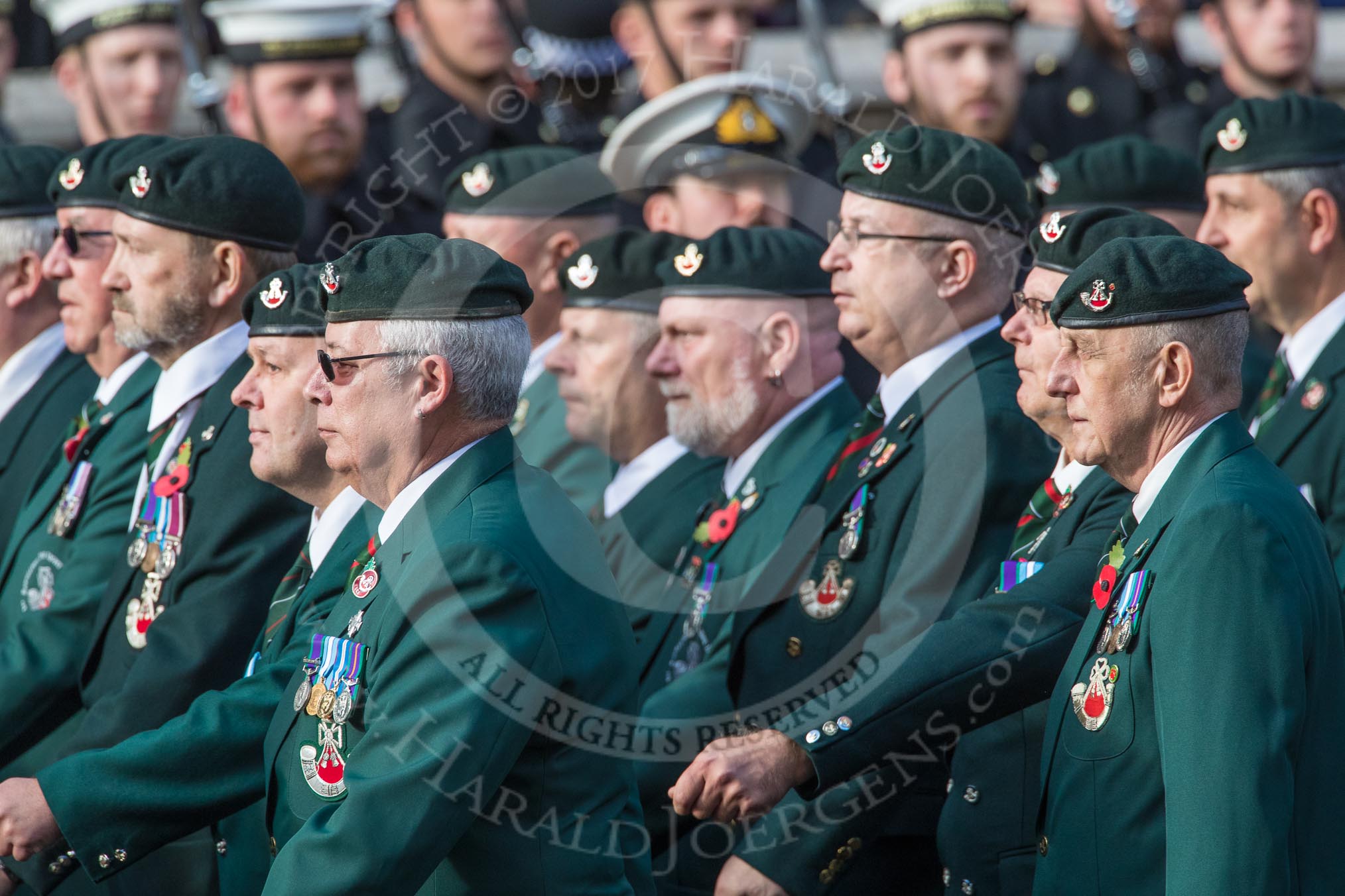 1 LI Association (Group A1, 60 members) during the Royal British Legion March Past on Remembrance Sunday at the Cenotaph, Whitehall, Westminster, London, 11 November 2018, 11:55.
