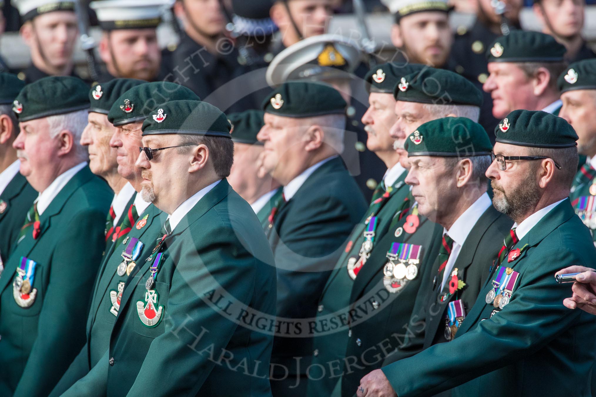 1 LI Association (Group A1, 60 members) during the Royal British Legion March Past on Remembrance Sunday at the Cenotaph, Whitehall, Westminster, London, 11 November 2018, 11:55.