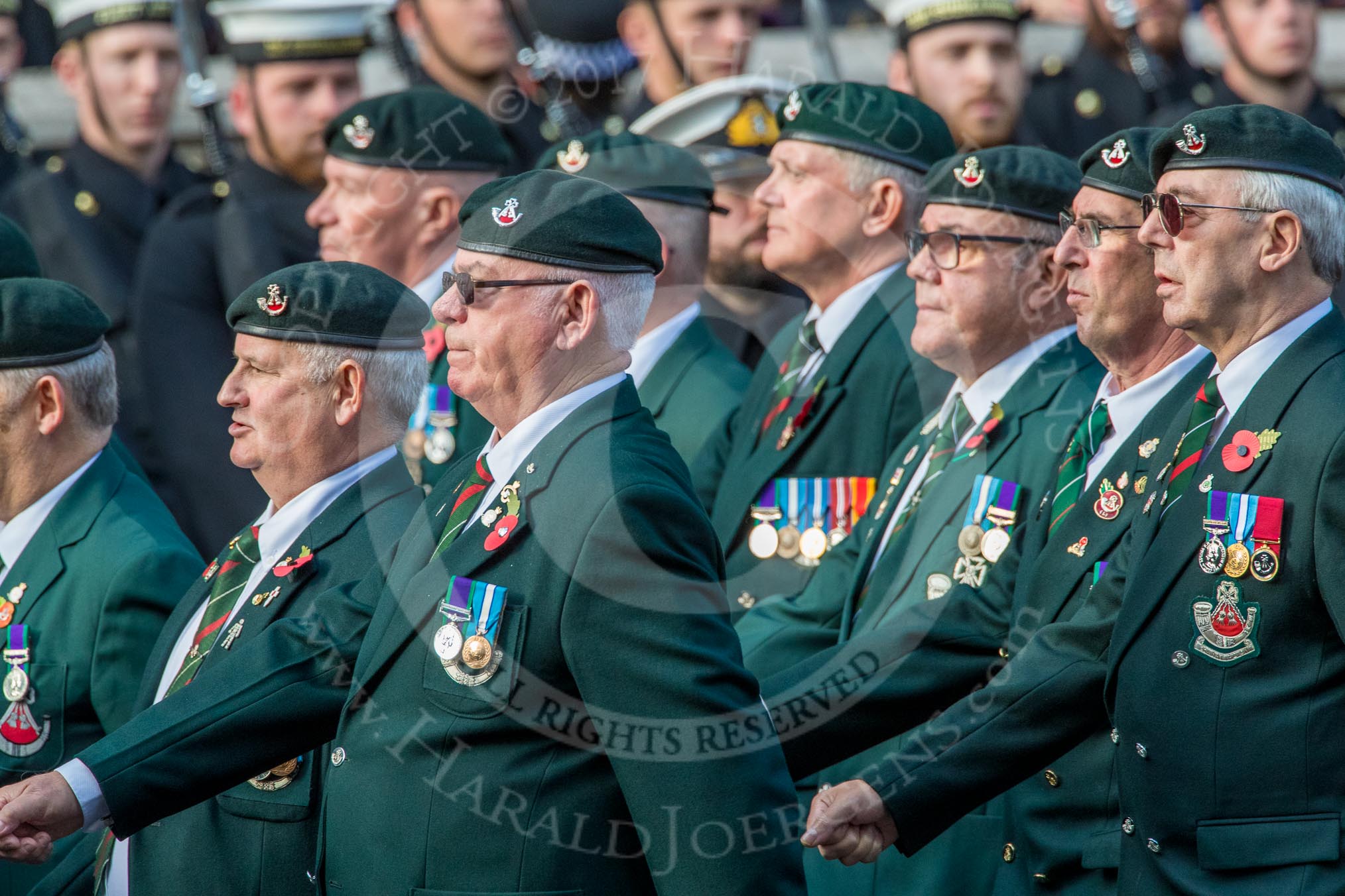 1 LI Association (Group A1, 60 members) during the Royal British Legion March Past on Remembrance Sunday at the Cenotaph, Whitehall, Westminster, London, 11 November 2018, 11:55.