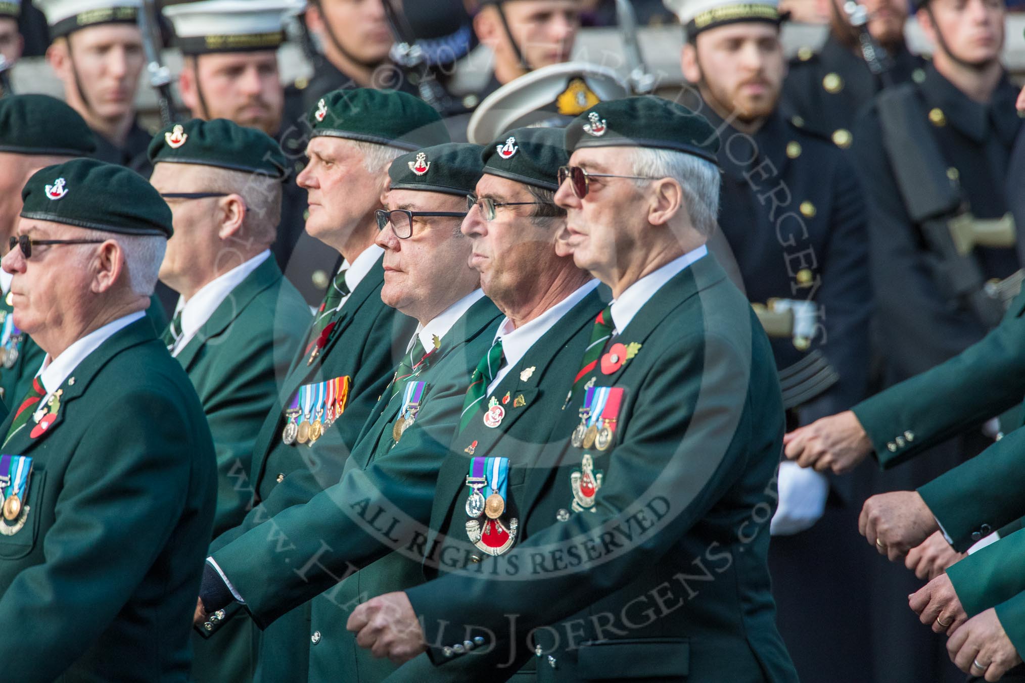1 LI Association (Group A1, 60 members) during the Royal British Legion March Past on Remembrance Sunday at the Cenotaph, Whitehall, Westminster, London, 11 November 2018, 11:55.
