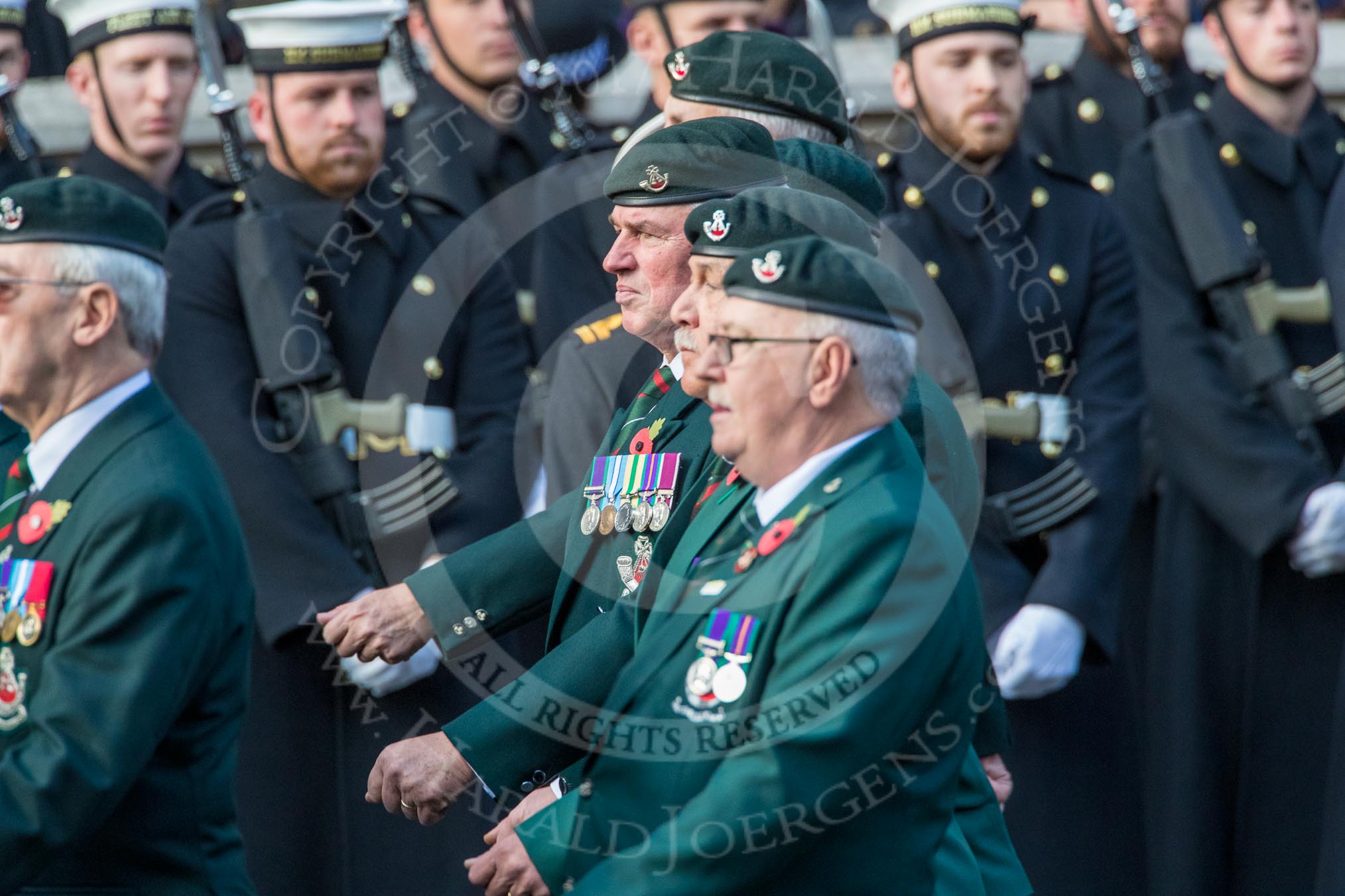 1 LI Association (Group A1, 60 members) during the Royal British Legion March Past on Remembrance Sunday at the Cenotaph, Whitehall, Westminster, London, 11 November 2018, 11:55.
