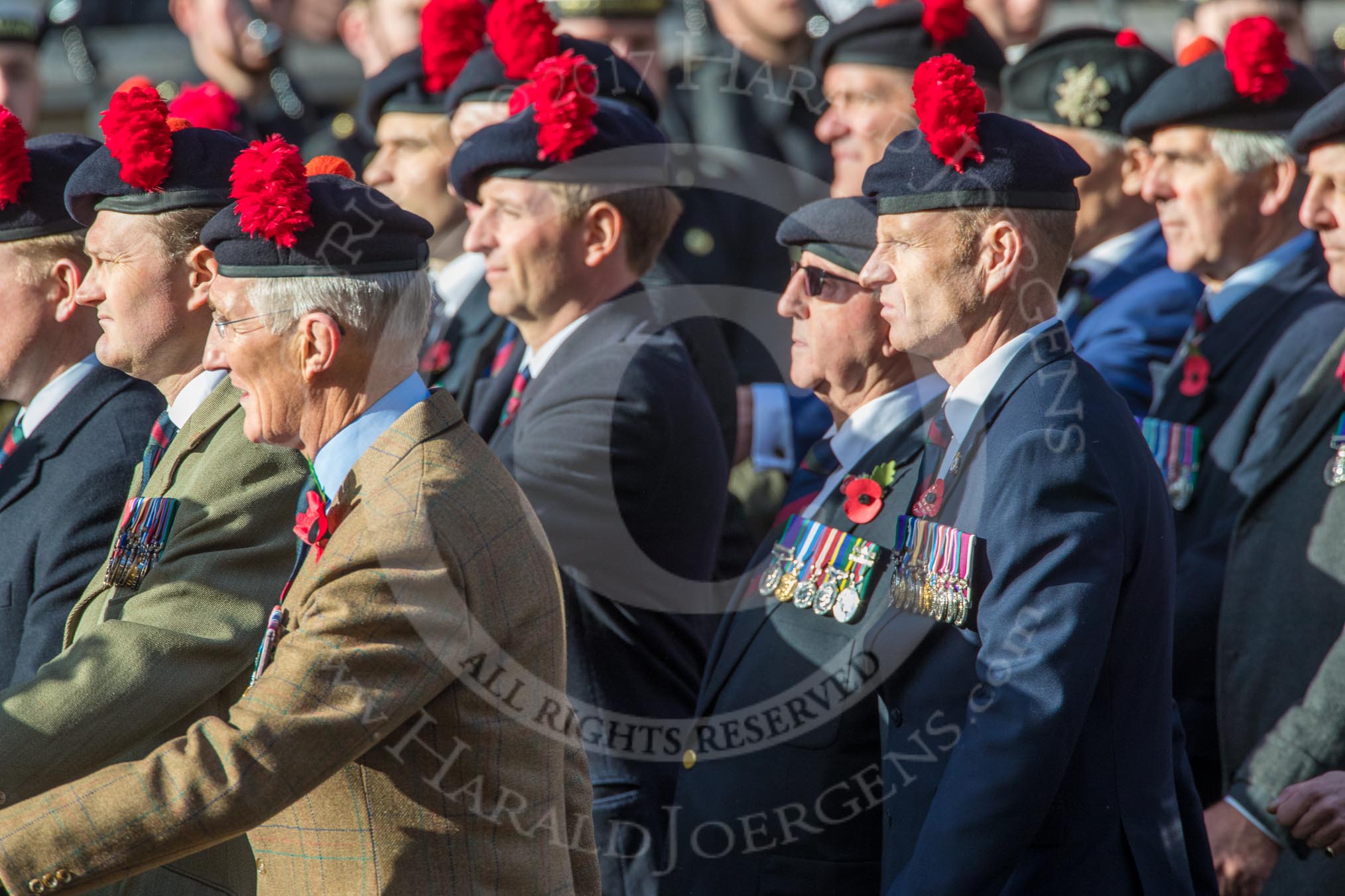The Black Watch Association - London Branch (Group A10, 72 members) during the Royal British Legion March Past on Remembrance Sunday at the Cenotaph, Whitehall, Westminster, London, 11 November 2018, 11:57.