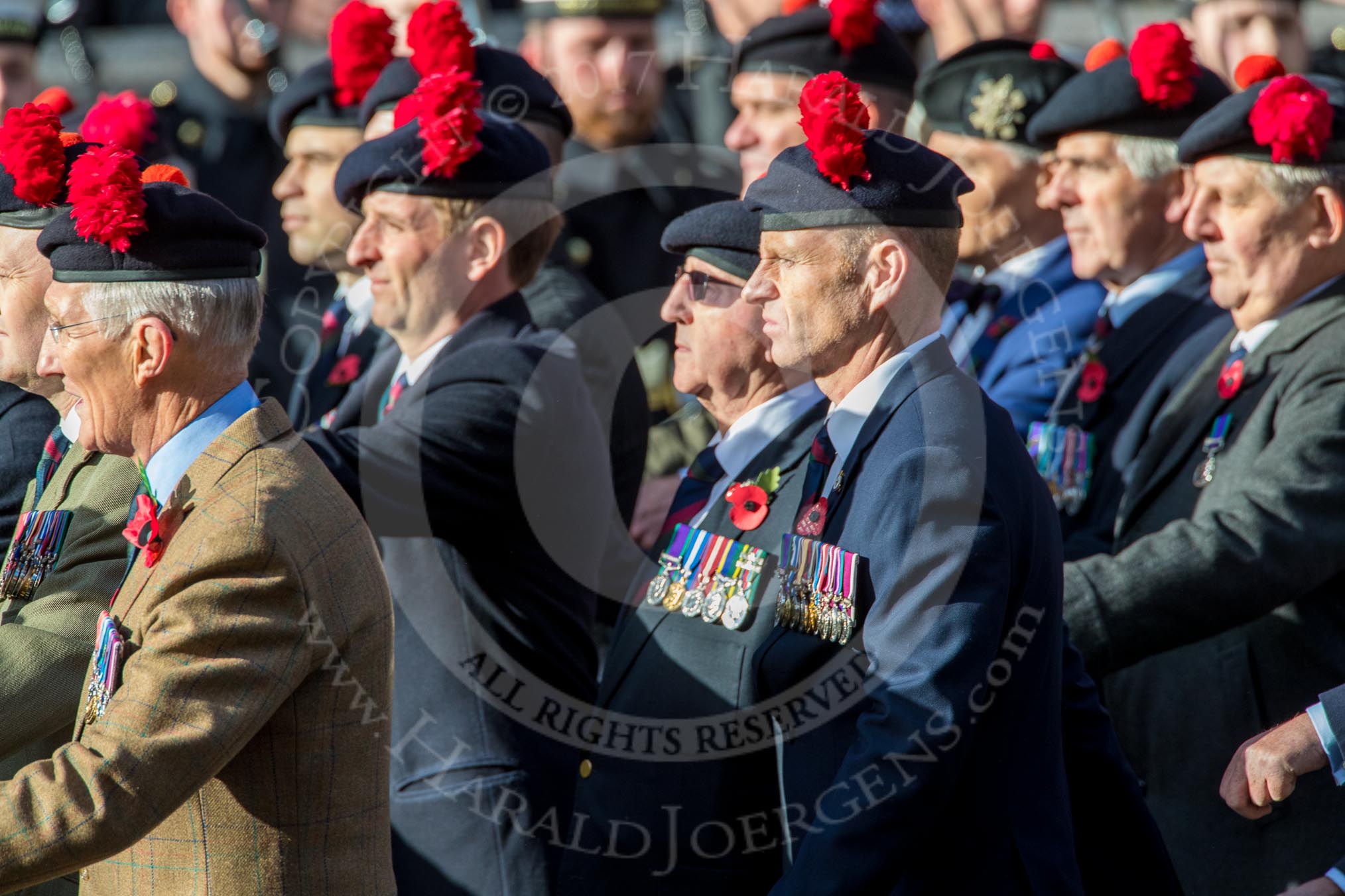 The Black Watch Association - London Branch (Group A10, 72 members) during the Royal British Legion March Past on Remembrance Sunday at the Cenotaph, Whitehall, Westminster, London, 11 November 2018, 11:57.