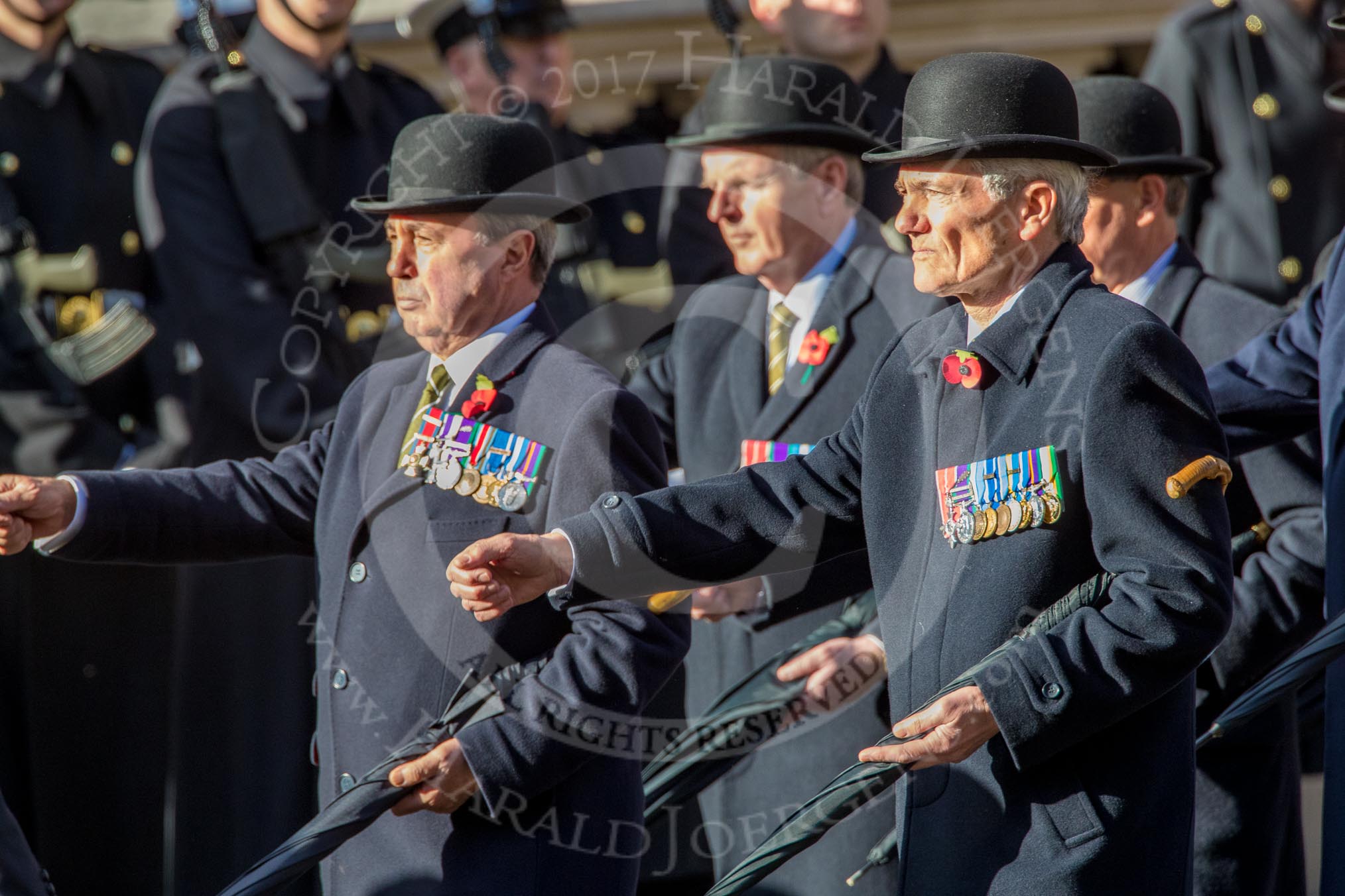 Green Howards Association (Group A22, 35 members) during the Royal British Legion March Past on Remembrance Sunday at the Cenotaph, Whitehall, Westminster, London, 11 November 2018, 11:59.