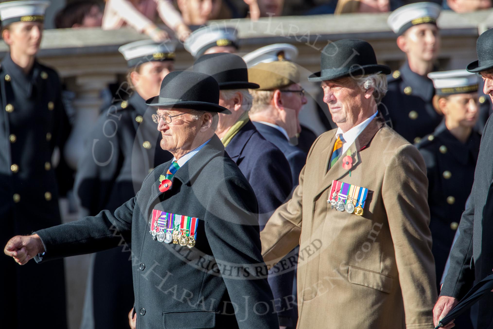 The King's Own Royal Border Regiment (Group A24, 80 members) during the Royal British Legion March Past on Remembrance Sunday at the Cenotaph, Whitehall, Westminster, London, 11 November 2018, 12:00.