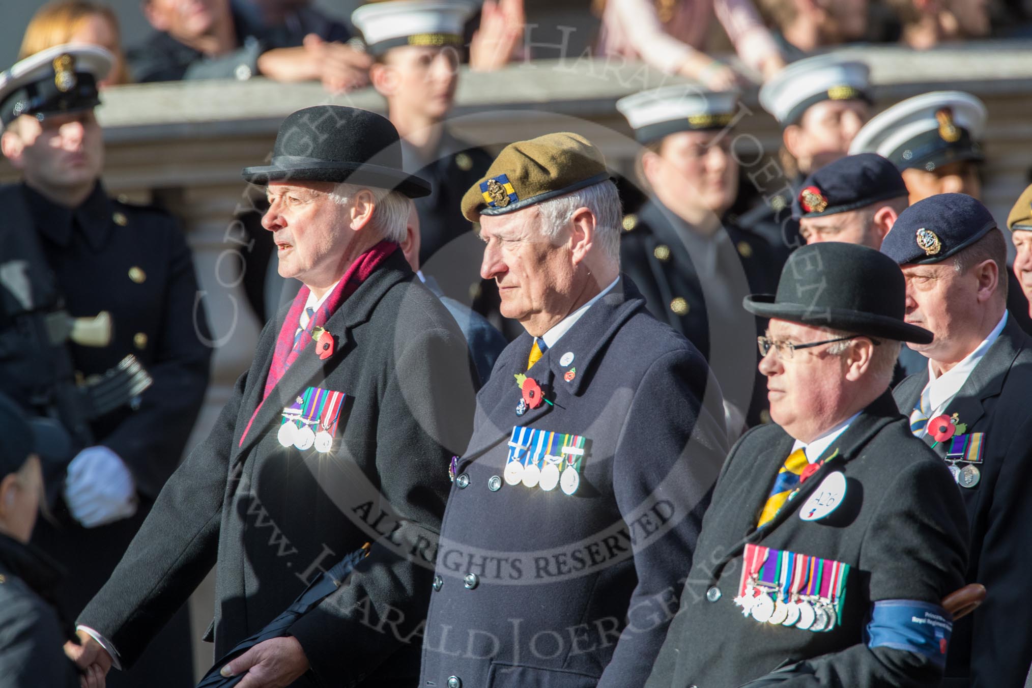 The Princess of Wales's Royal Regiment (Group A26, 60 members) during the Royal British Legion March Past on Remembrance Sunday at the Cenotaph, Whitehall, Westminster, London, 11 November 2018, 12:00.