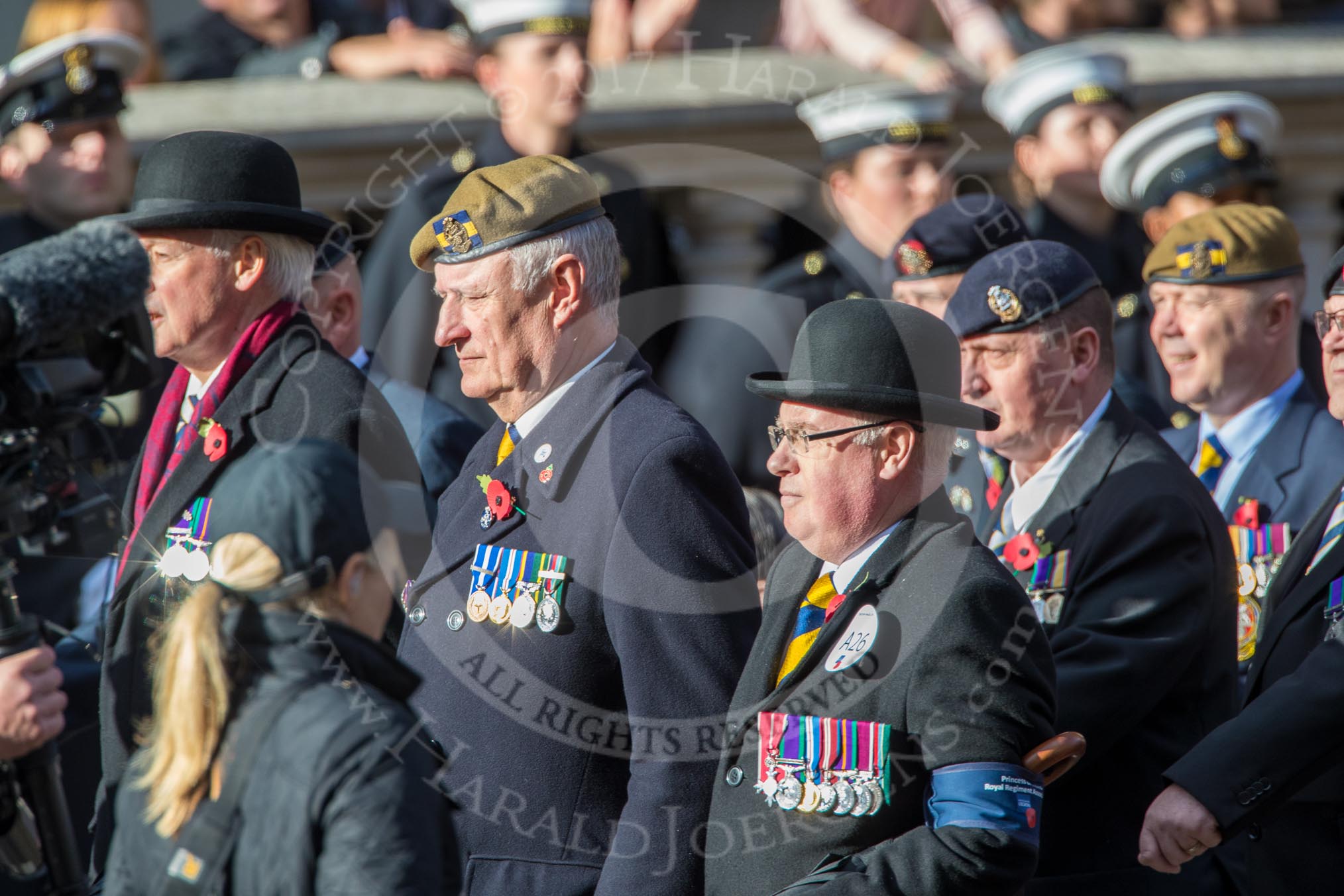 The Princess of Wales's Royal Regiment (Group A26, 60 members) during the Royal British Legion March Past on Remembrance Sunday at the Cenotaph, Whitehall, Westminster, London, 11 November 2018, 12:00.