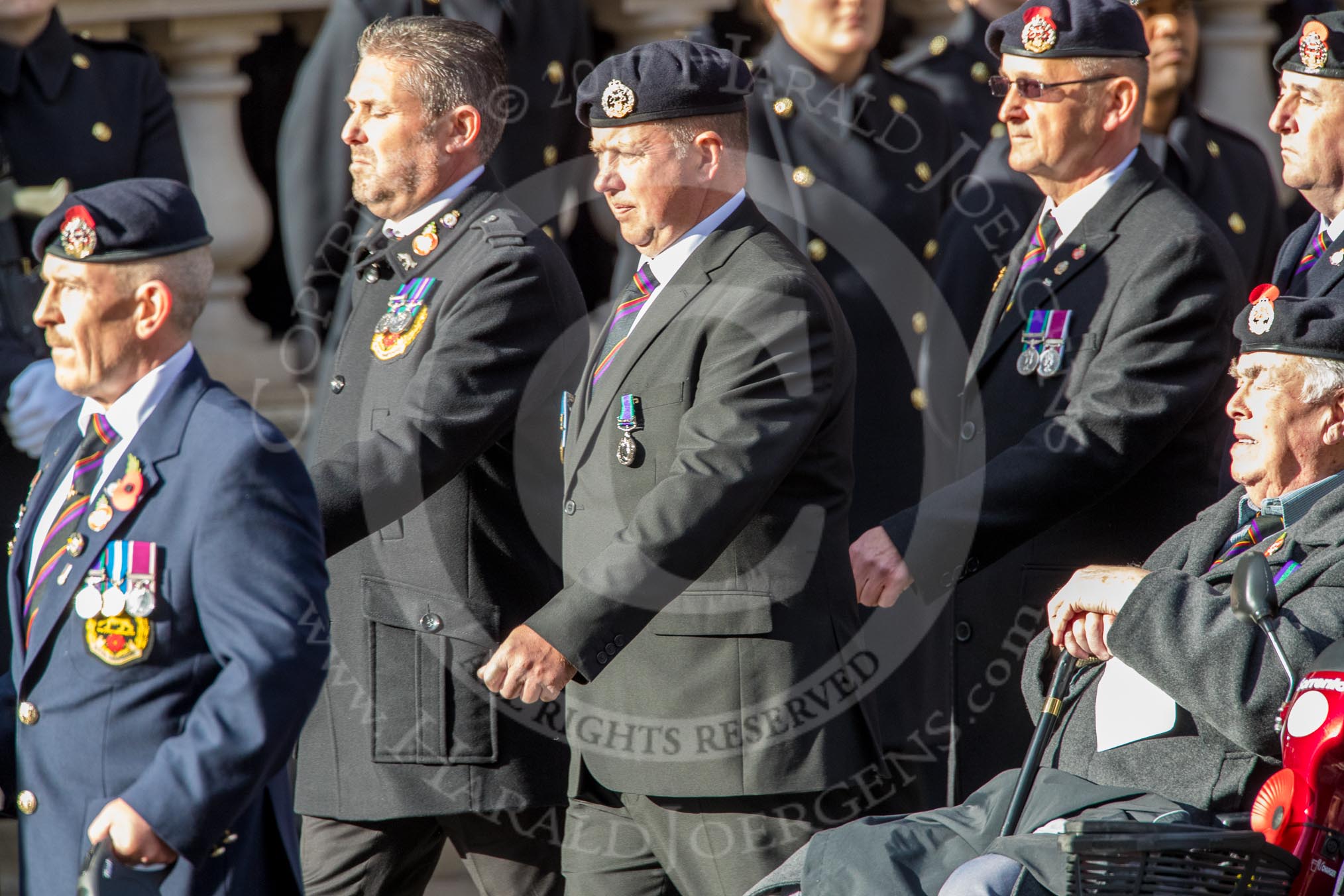 The Royal Hampshire Regimental Association (Group A27, 51 members) during the Royal British Legion March Past on Remembrance Sunday at the Cenotaph, Whitehall, Westminster, London, 11 November 2018, 12:01.