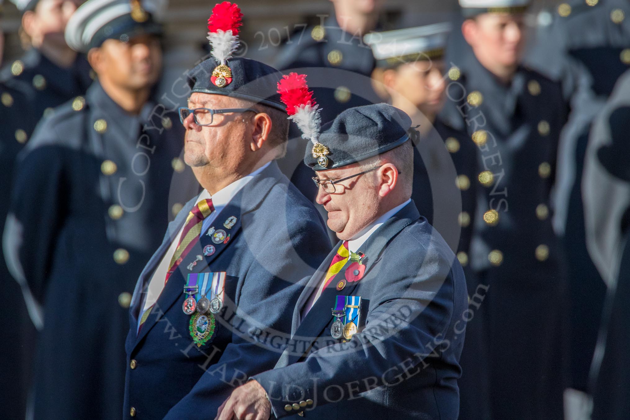 Fusiliers Association  Lancashire (Group A35, 34 members) during the Royal British Legion March Past on Remembrance Sunday at the Cenotaph, Whitehall, Westminster, London, 11 November 2018, 12:02.