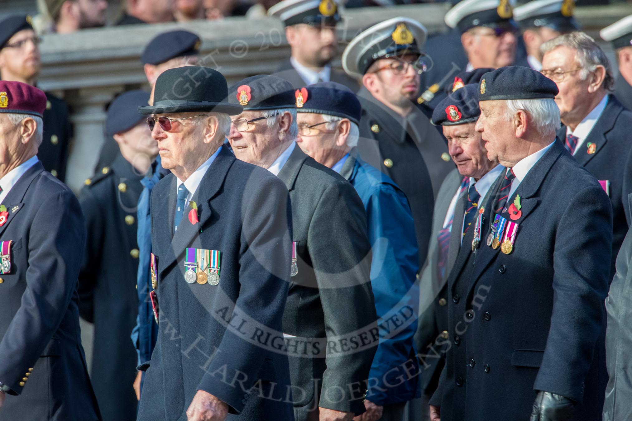Royal Army Ordnance Corps Association (Group B1, 33 members) during the Royal British Legion March Past on Remembrance Sunday at the Cenotaph, Whitehall, Westminster, London, 11 November 2018, 12:05.